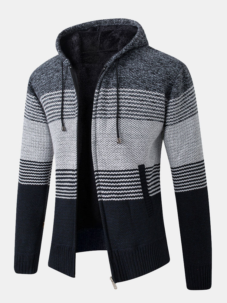 Pull à capuche rayé zippé