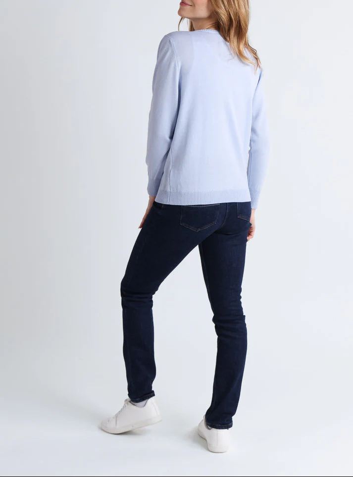 Cardigan femme en laine mérinos bleu ciel