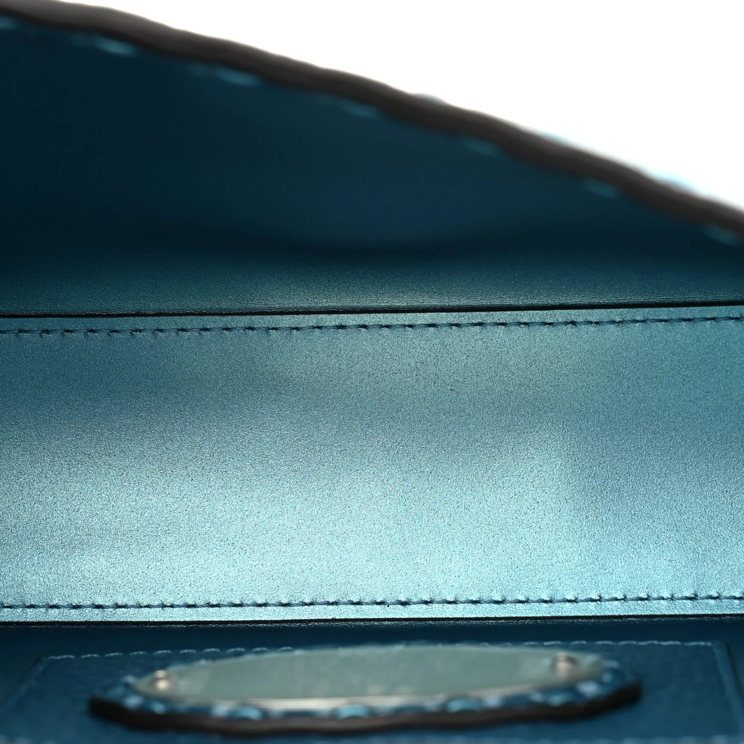 Metallic Cuoio Roma Sellerissima Nappa Sintetica Tape Stitch Mini Baguette Placca Argento