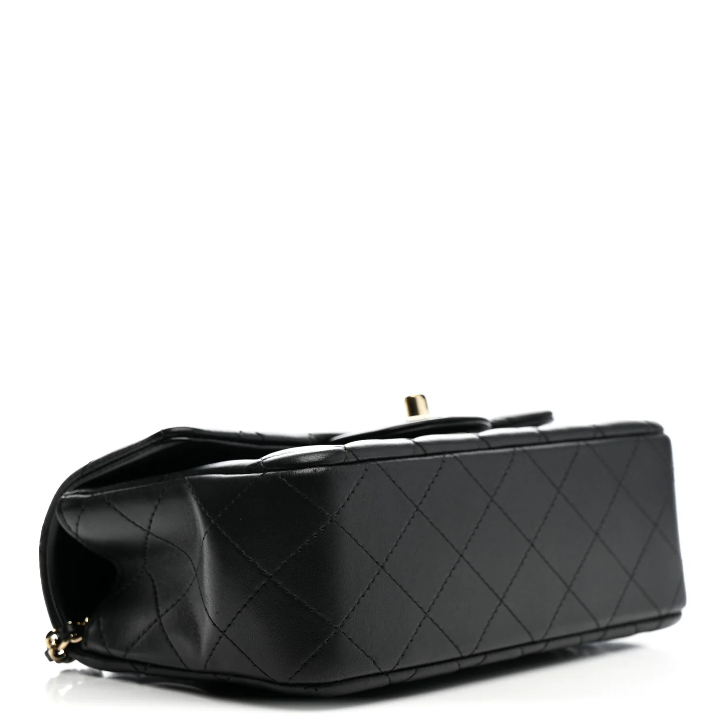 Lambskin Quilted Mini Top Handle Rectangular Flap Black