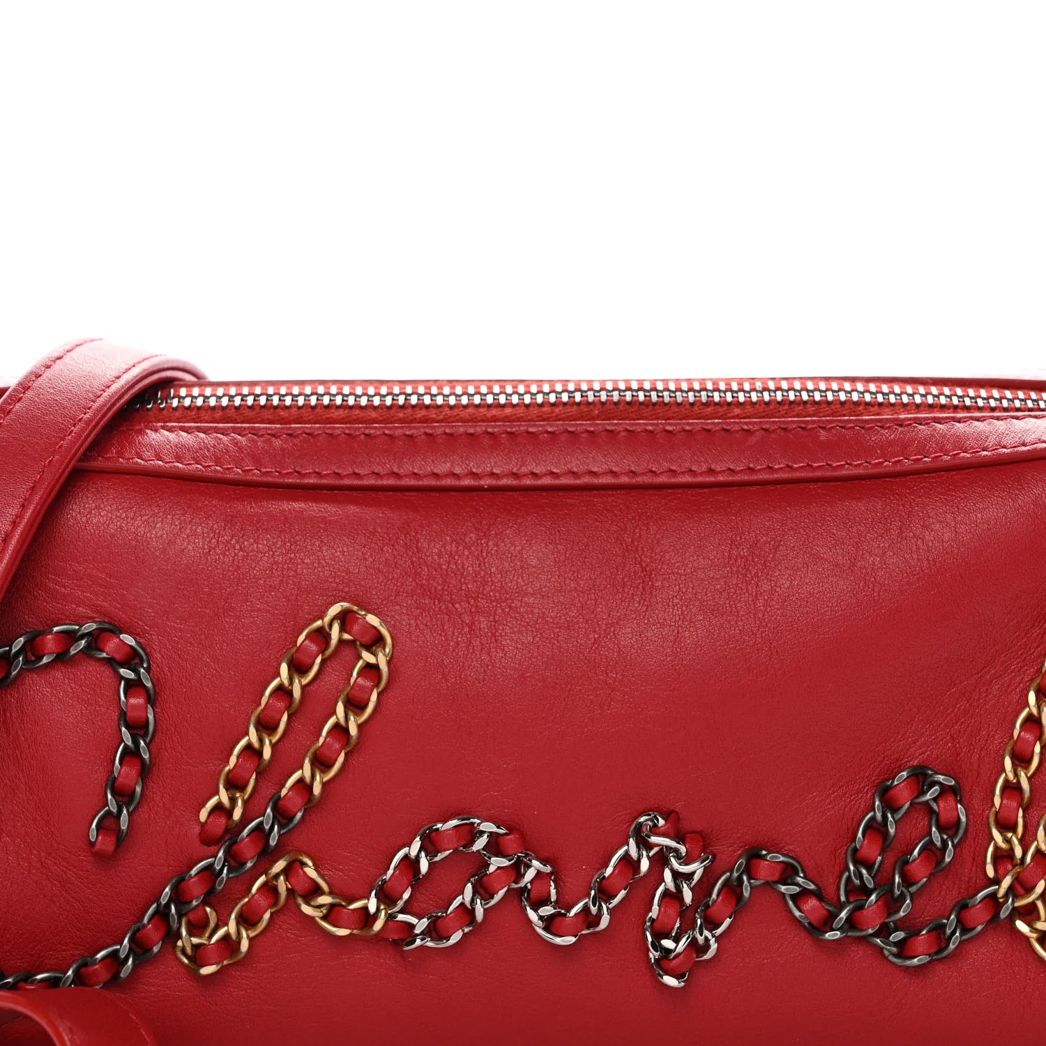 Calfskin Chain 20s Signature Bowling Bag Red