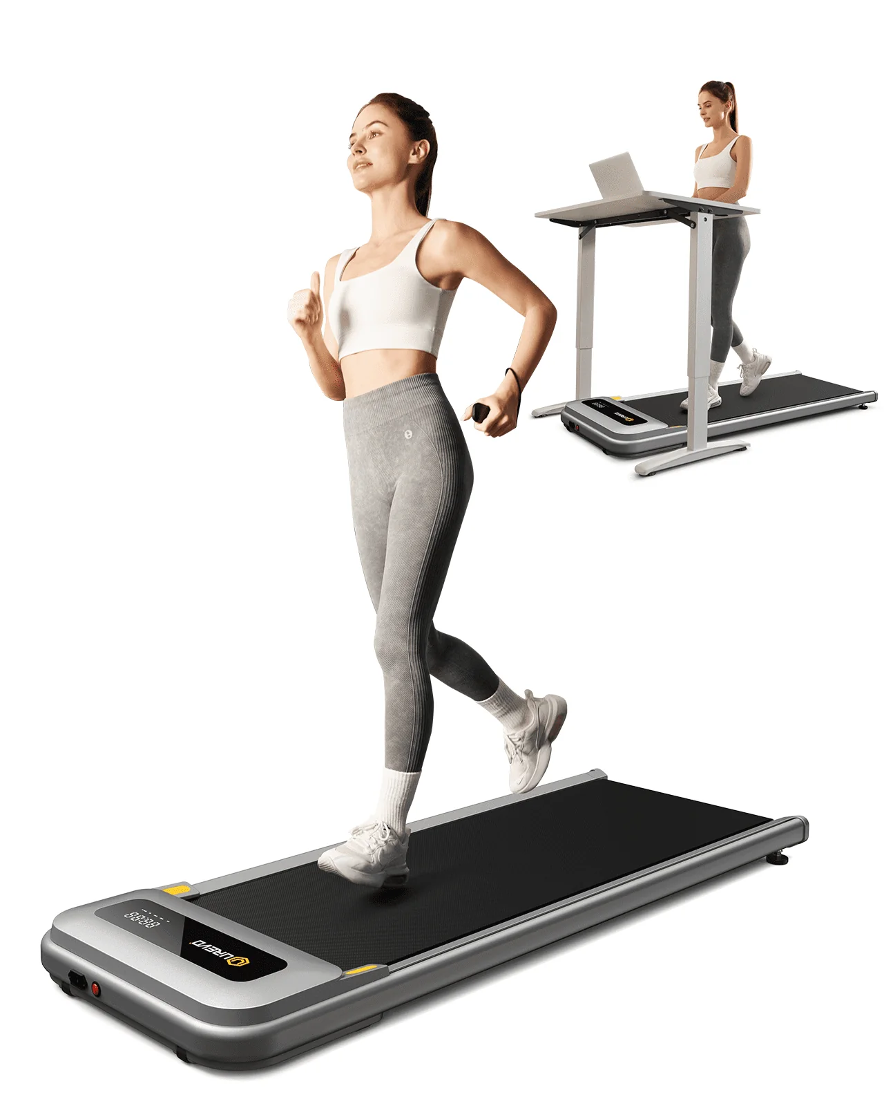 UREVO Walking Pad Under Desks Treadmill, 2.25HP 265 lb Capacity for Office Home with Remote Control