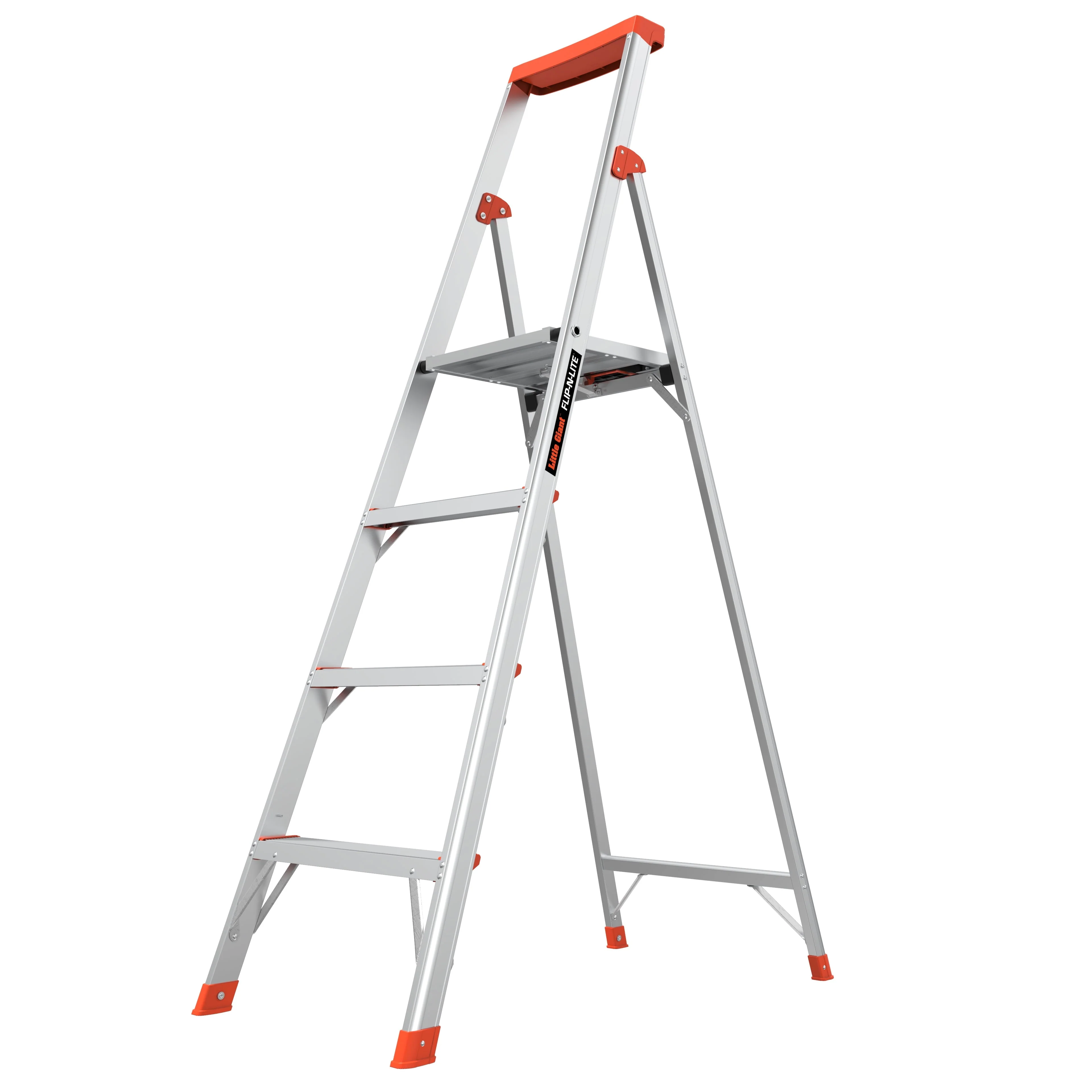 Ladder Systems Flip N Lite 6' Aluminum, Platform 4 Step Ladder, 300 lbs Rated, Type 1A