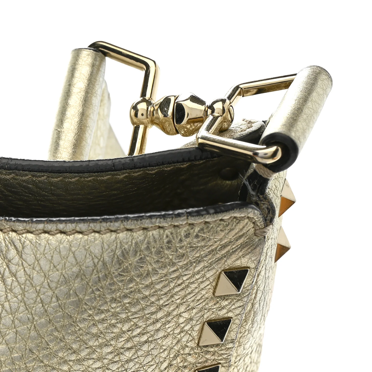 Metallic Pebbled Calfskin Small Rockstud Flip-Lock Messenger Bag Platino