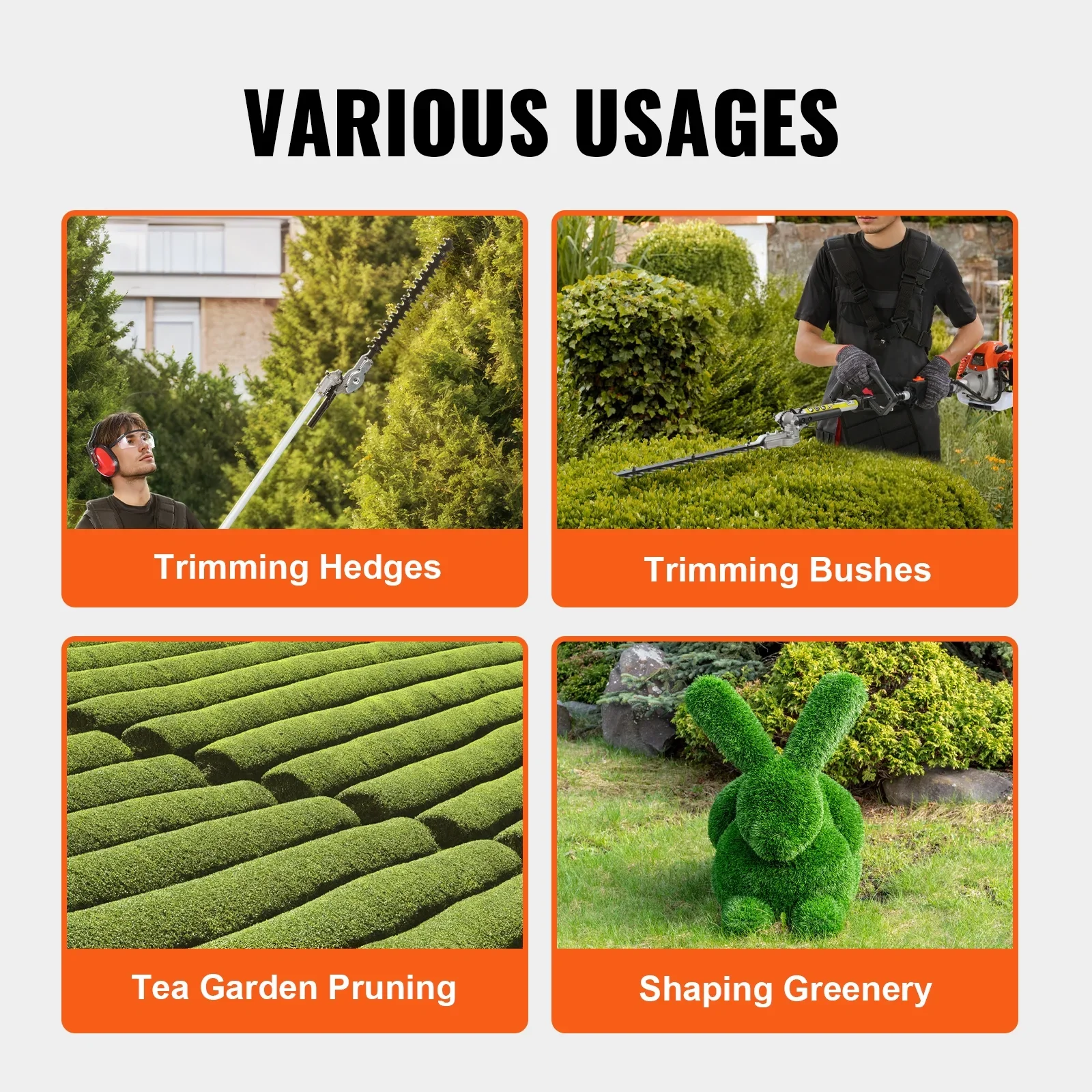 KFFKFF 26CC 5-in-1 Versatile Gardening Tools, Gas-Powered Hedge Trimmer, Grass Cutter, Line Trimmer, Edger, and Pole Saw with Extendable Shaft