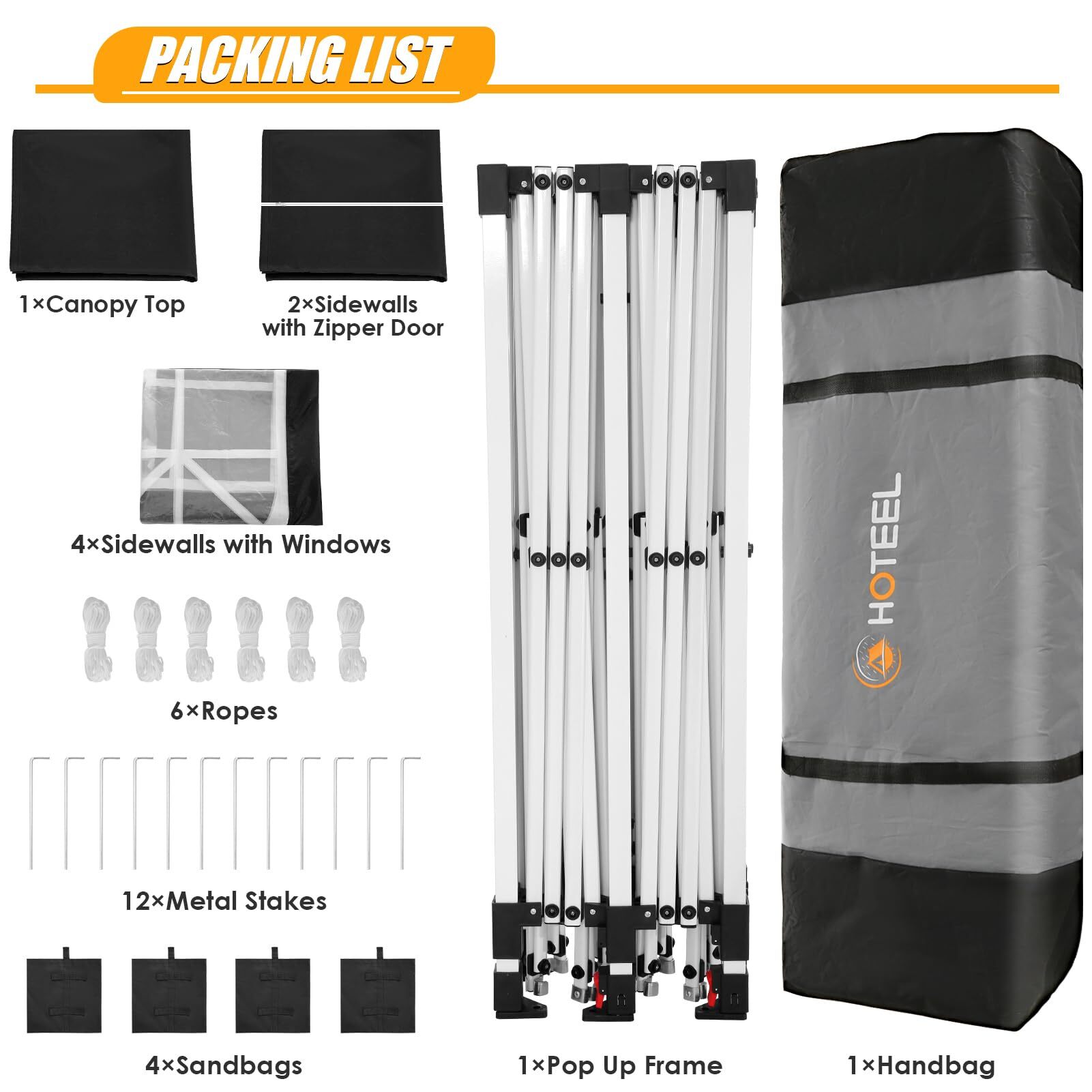 10x20 Pop up Canopy with Sidewalls, One Push Outdoor Tents for Parties Waterproof Canopy Tent with Reinforce Rod,Easy Setup Event Tent with Sandbag for Backyard,Camping,Market,Black(Black) - Image 9
