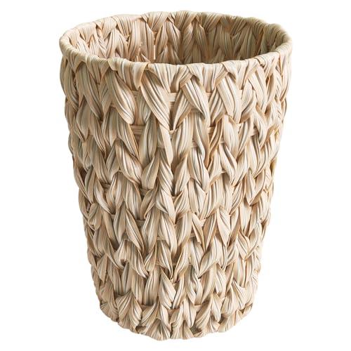 Wicker Trash Can,Small Trash Can,Handwoven Waterproof Wicker Trash Basket,Round Garbage Can,Compact Waste Basket For Bathroom,Bedroom,Office,2