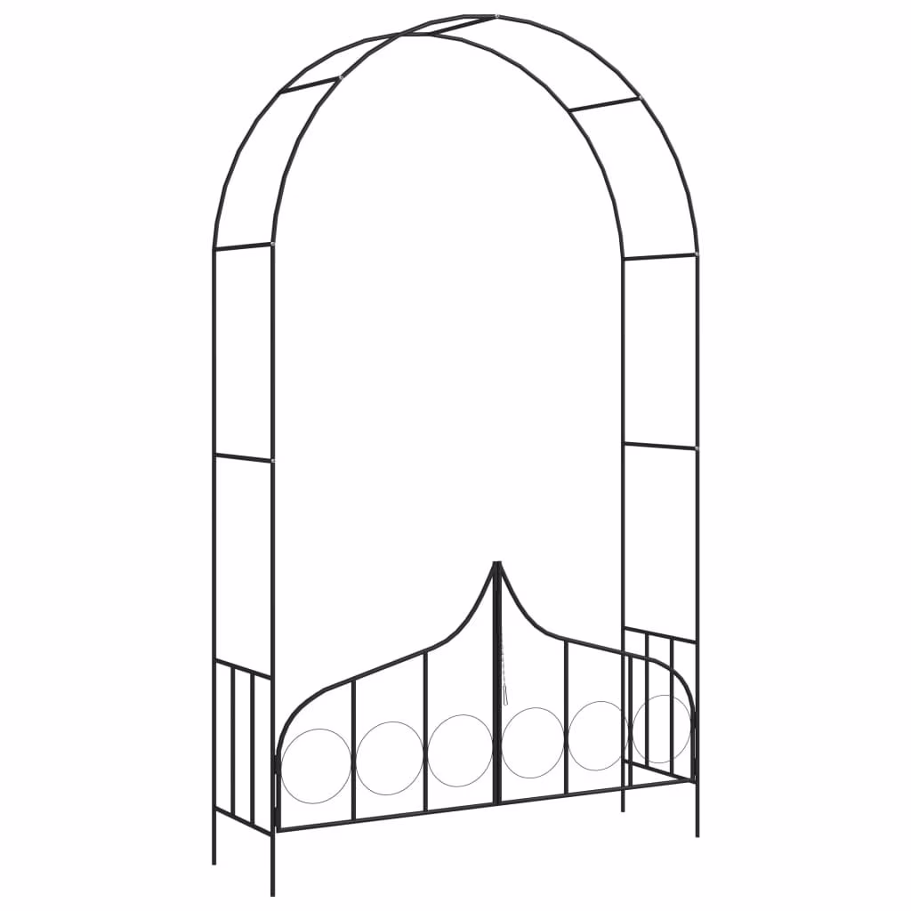 Garden Arch with Gate Black 54.3x15.7x93.7 Iron