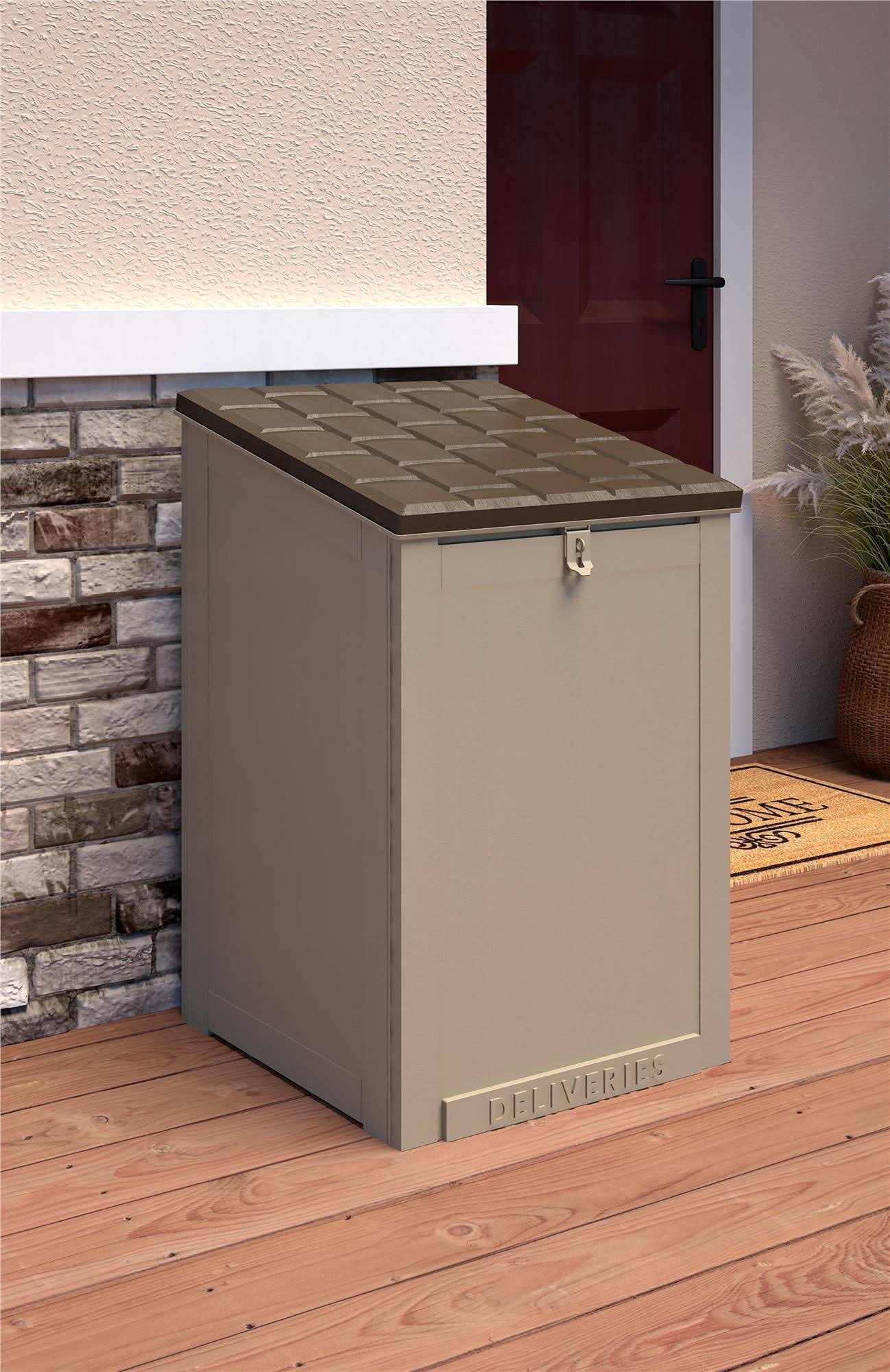 Cosco 88333BTN1E Outdoor Living BoxGuard , Large Lockable Package Delivery and Storage Box, 6.3 Cubic Feet, Tan