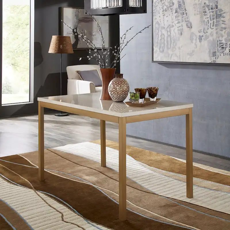iNSPIRE Q Bold Darcy Gold Dining Table with Faux Marble Top
