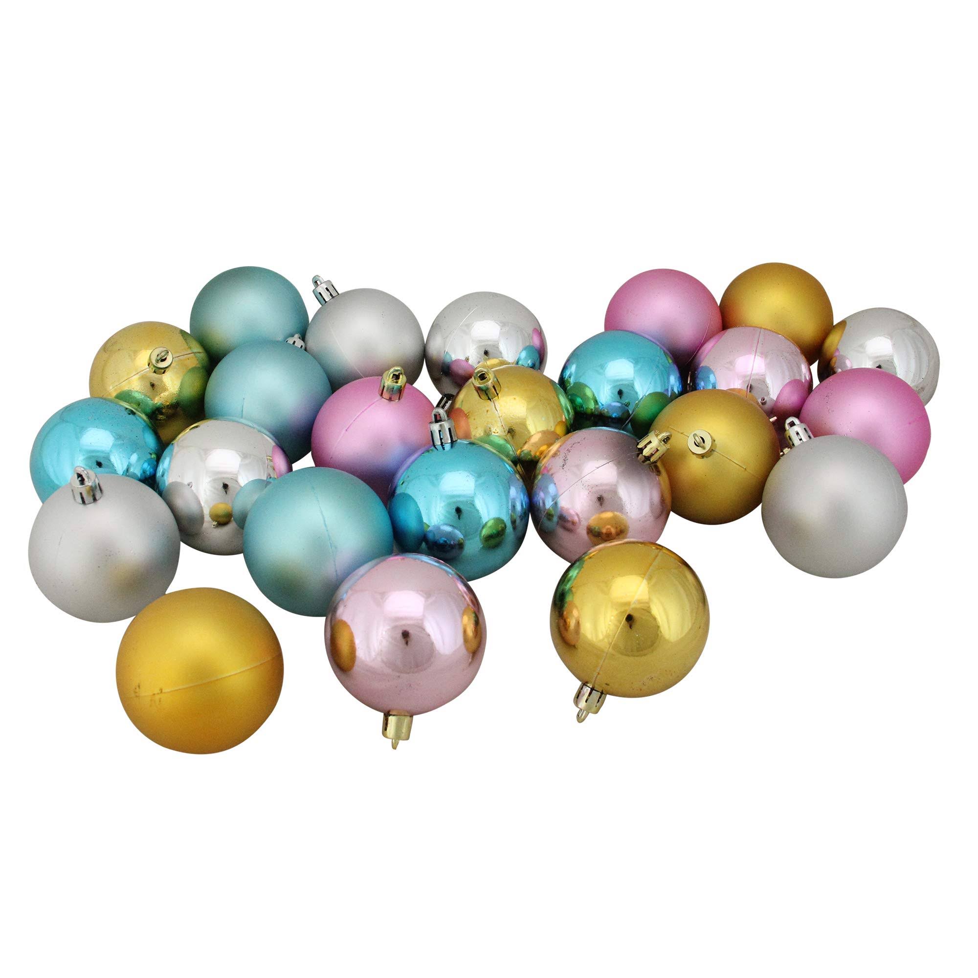 Northlight 24ct Matte & Shiny Pastel Multi-Color Shatterproof Christmas Ball Ornaments 2.5