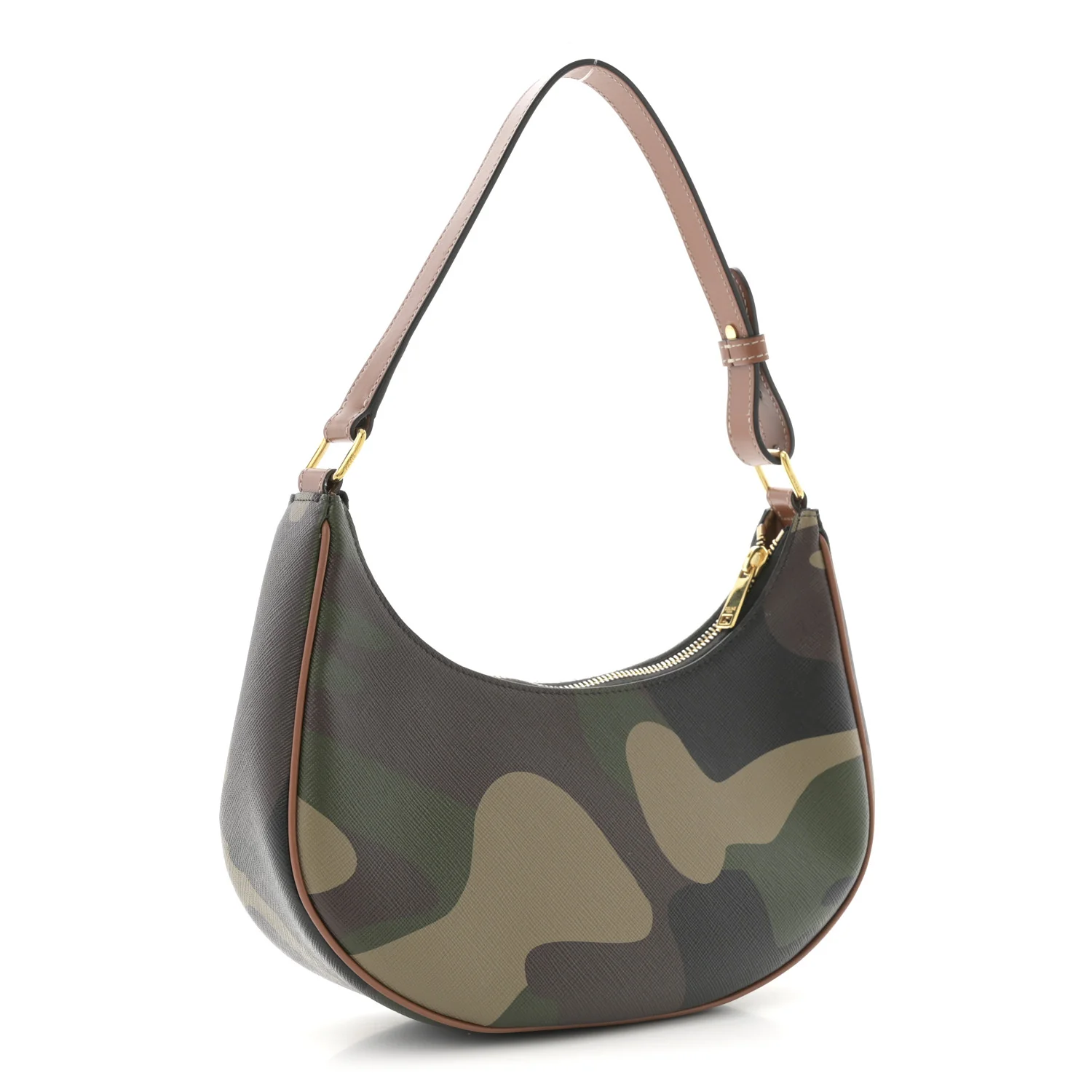 Canvas Calfskin Camouflage Ava Logo Triomphe Shoulder Bag Khaki