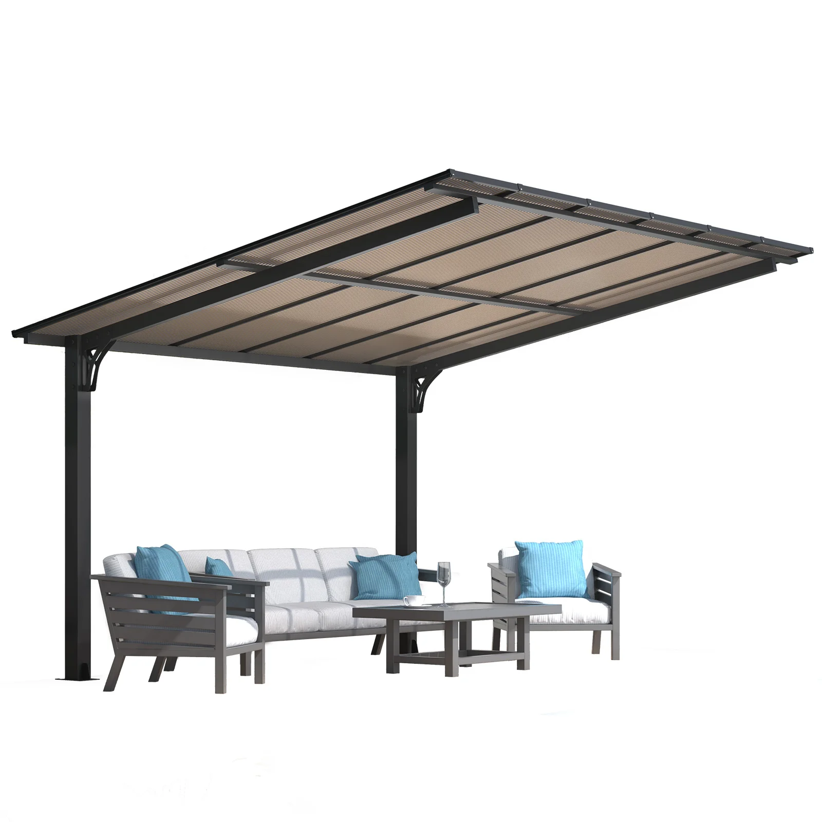 AECOJOY 12' x 10' Gazebo, Outdoor 10x12 Pergola Carport for Patio, Freestanding Lean to Hardtop Gazebo