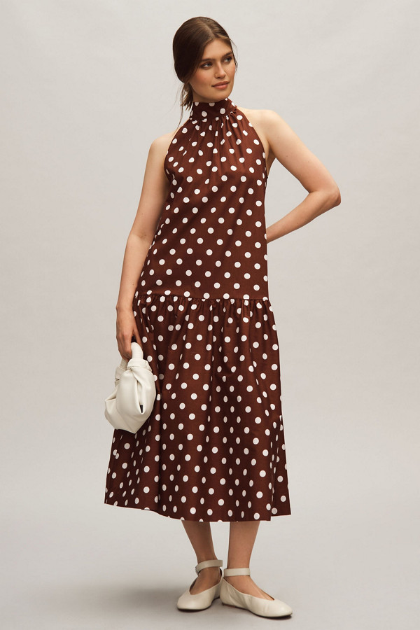 Halter Drop-Waist Midi Dress