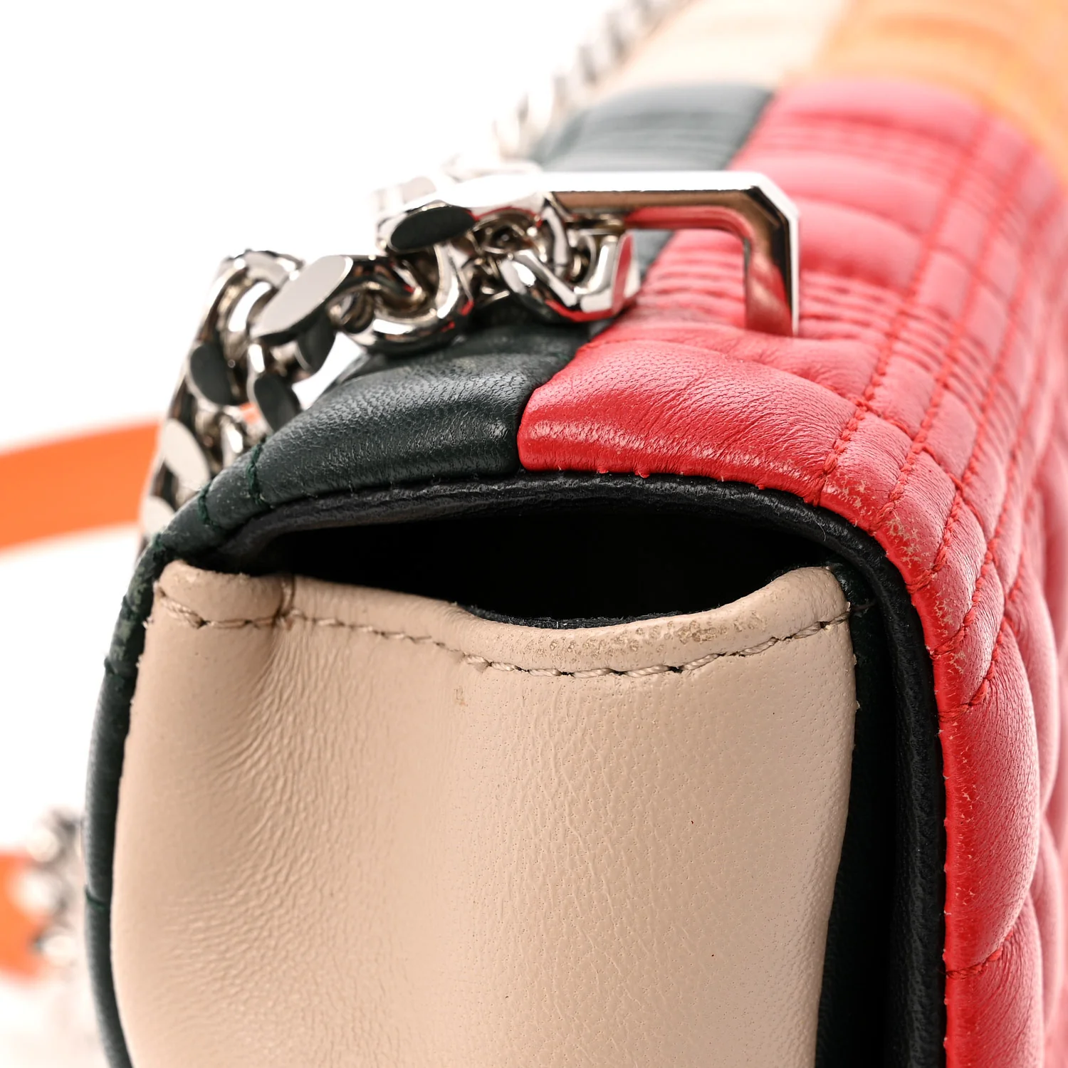 Lambskin Quilted Small Lola Bag Bright Red Orange