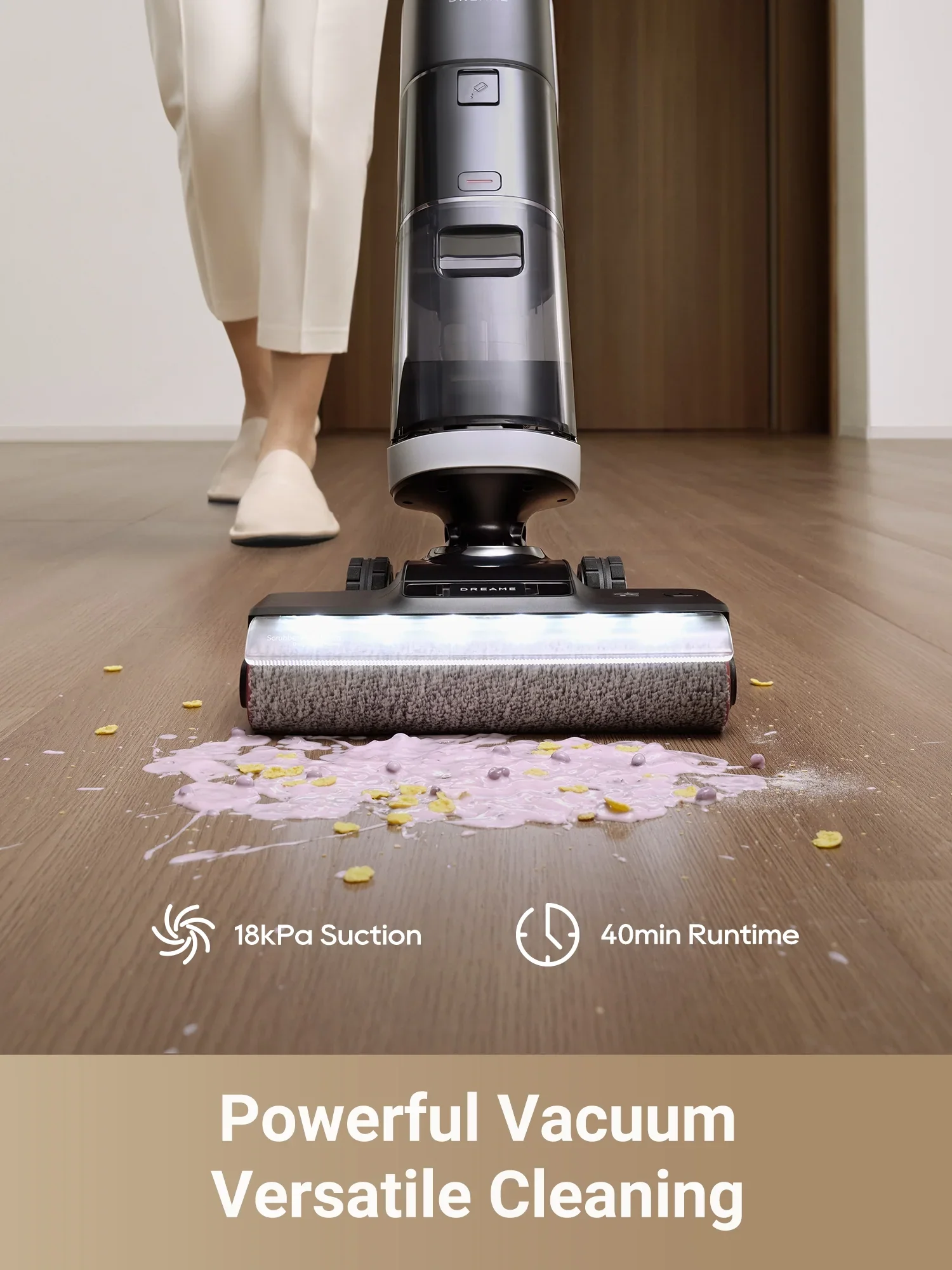 Dreame Cordless Wet/Dry Vacuum Cleaner, Dual-Edge Brushes, 600ml water tank, Self-Propulsion, K20