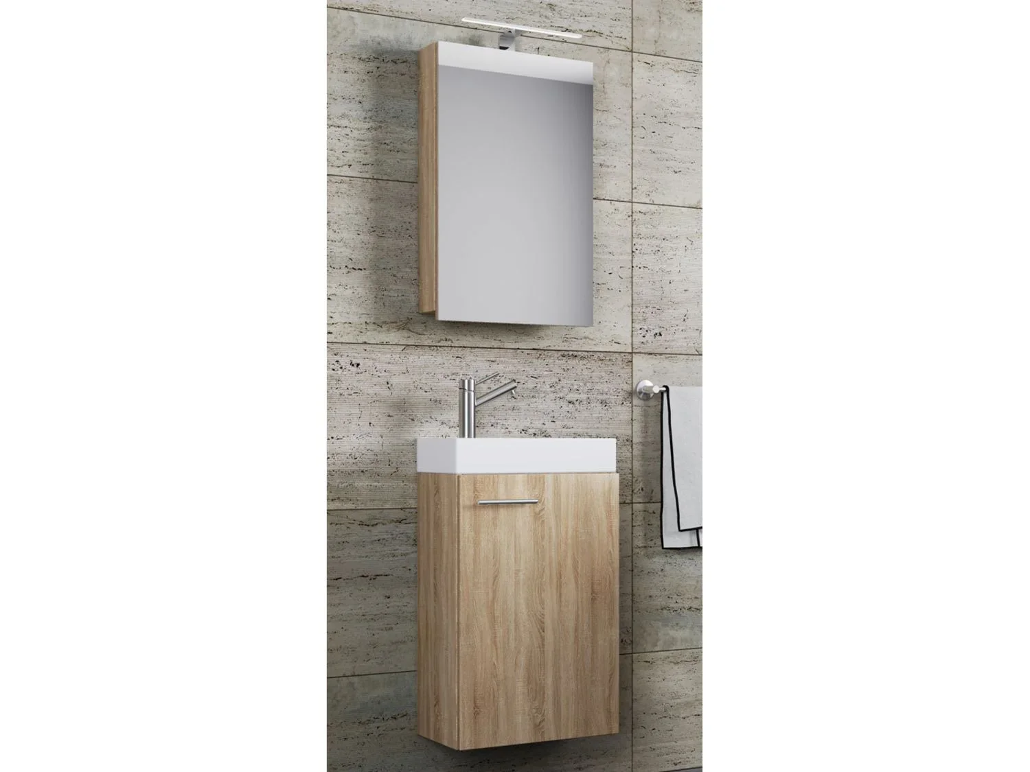 VCM Set d'armoire  glace ou miroir et meuble sous vasque avec lavabo Slito, pour salle de bain