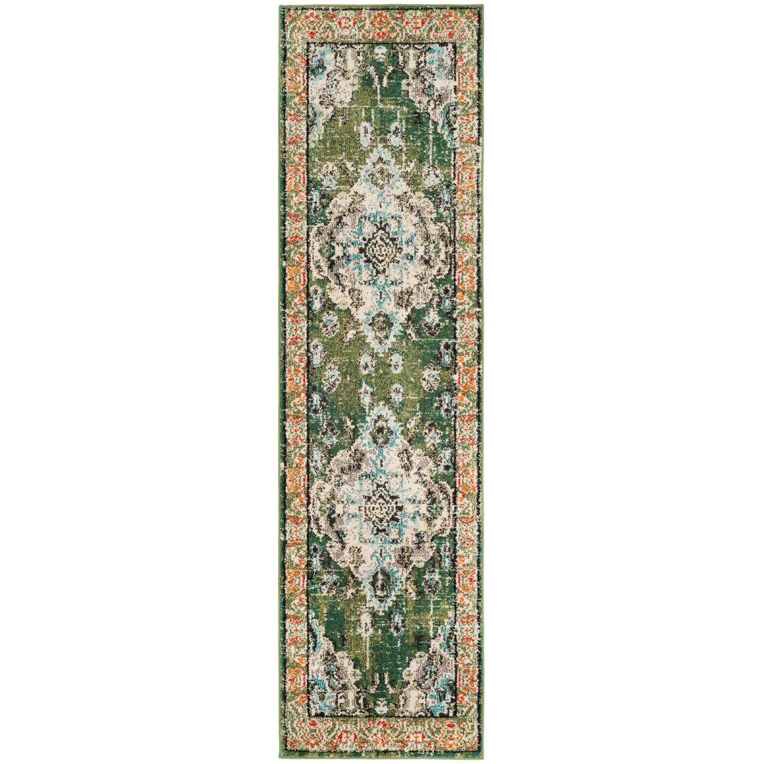Mistana Kyle Oriental Green Area Rug Rug Size: Runner 2'2