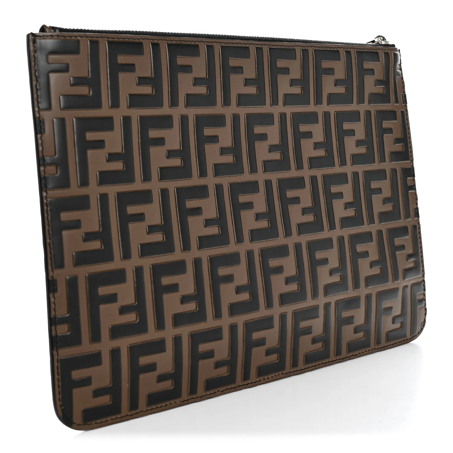 Vitello Grace FF 1974 Embossed Slim Clutch Black