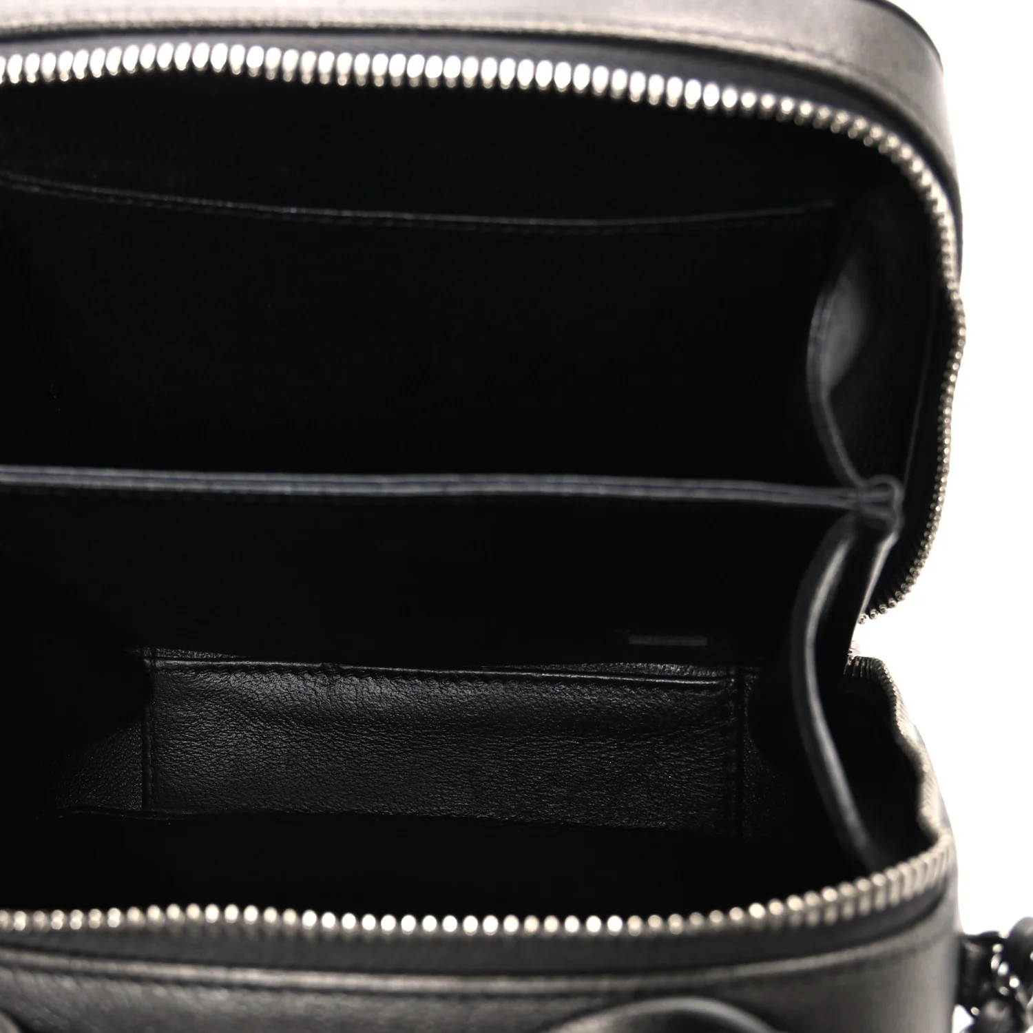 Metallic Caviar Quilted Small CC Filigree Vanity Case Dark Silver