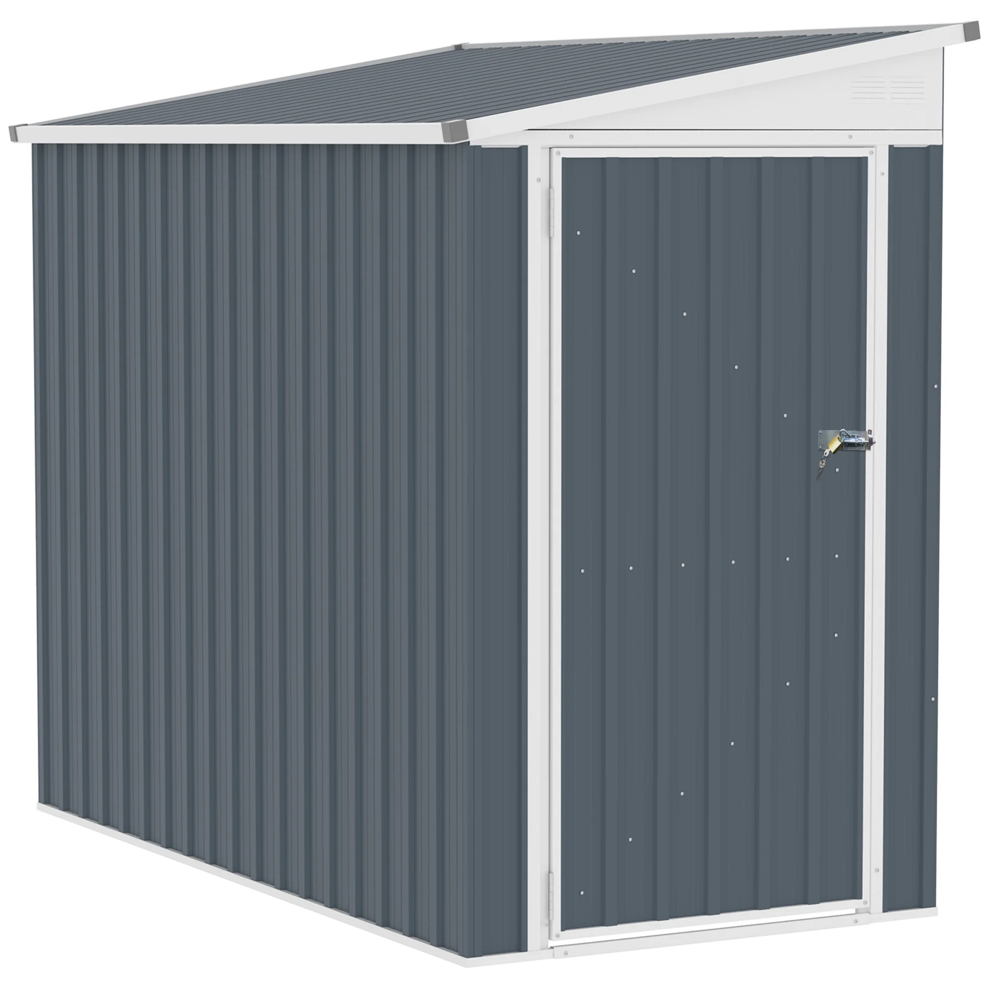 4' x 7.6' Storage Shed, Galvanized, Locking, Gray(4' x 8') - Image 2
