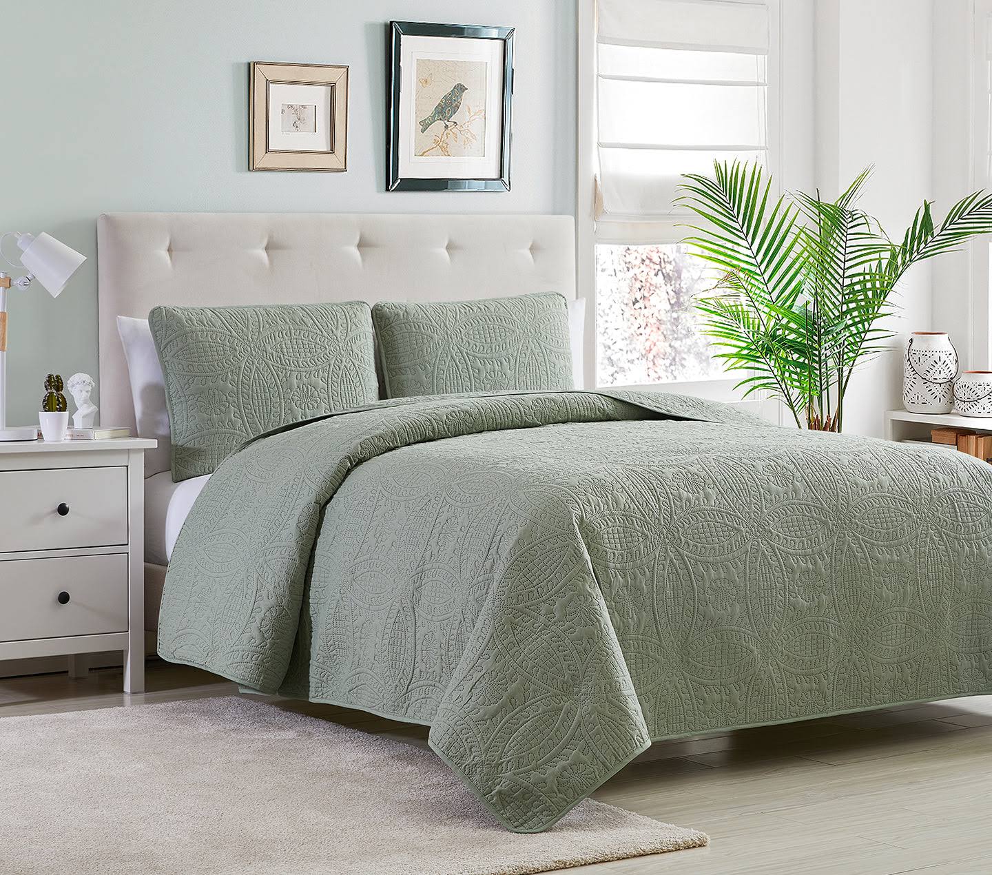Mellanni Bedspread Coverlet Set olive-Green - Bedding Cover - Oversized 3-Piece Quilt Set (King/Cal King, Olive Green)