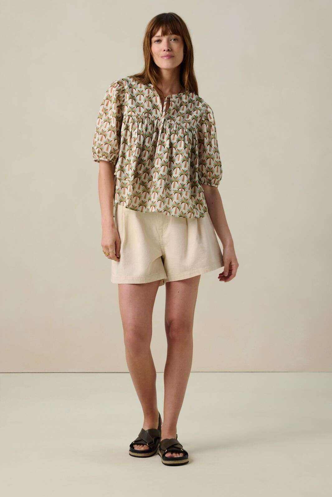 Multicolour blouse met palmboom