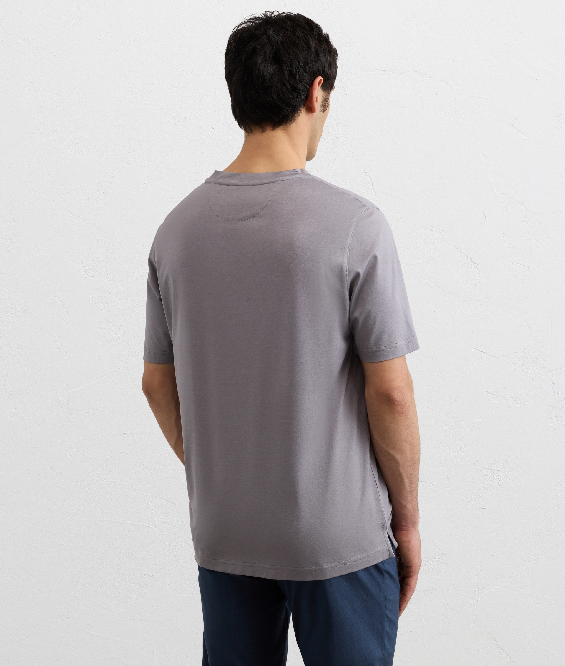 LIGHT GREY MERCERIZED COTTON JERSEY SHORT SLEEVED T SHIRT