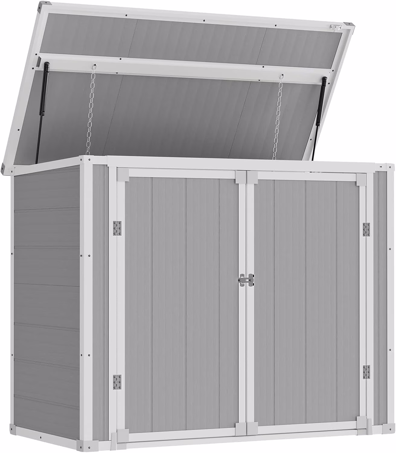 Outdoor Storage Shed 41 Cu Ft Weather Resistant Resin with Floor Gray(Gray)