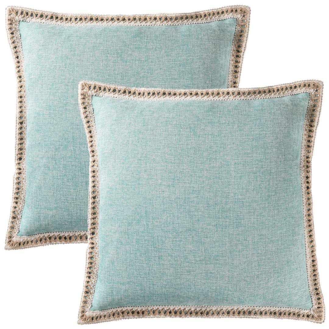Tappahannock Square Pillow Cover (Set of 2) Dovecove Color: Aqua, Size: 20