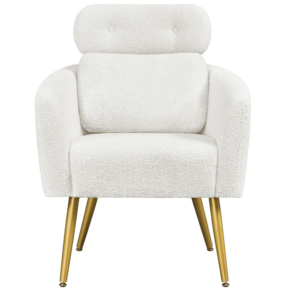 Yaheetech Upholstered Boucle Barrel Accent with Adjustable Headrest,White(Dark Gray)