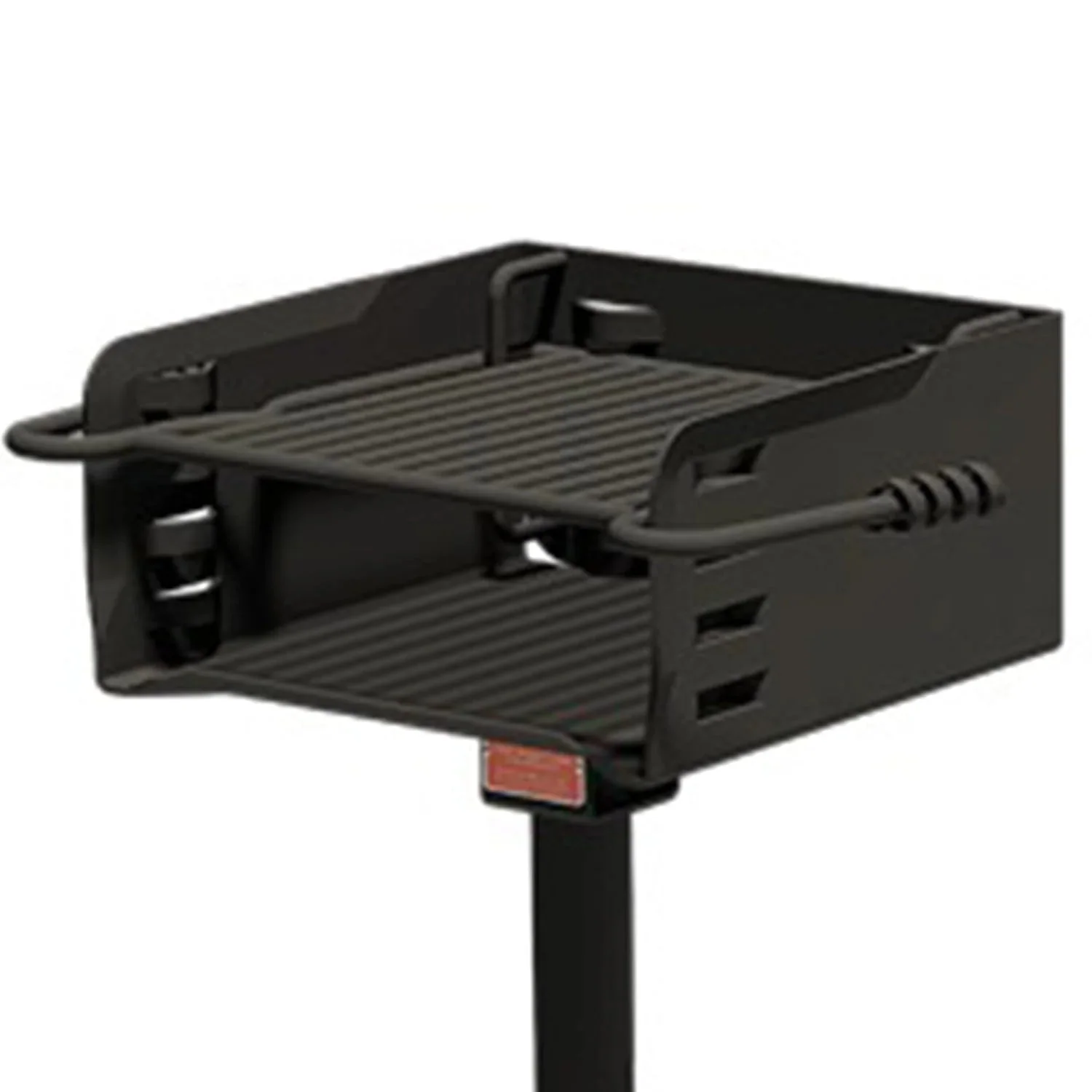 Pilot Rock Park Style Steel Outdoor BBQ Charcoal Grill and Post, Black