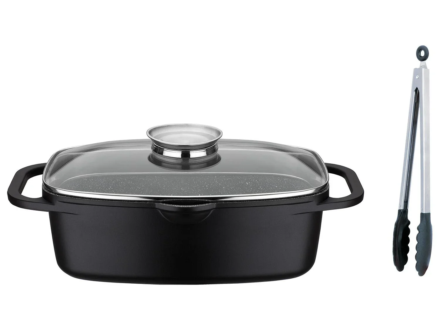 GSW Sauteuse universelle Gourmet Granit 33 x 21 cm avec pince  servir de 30 cm