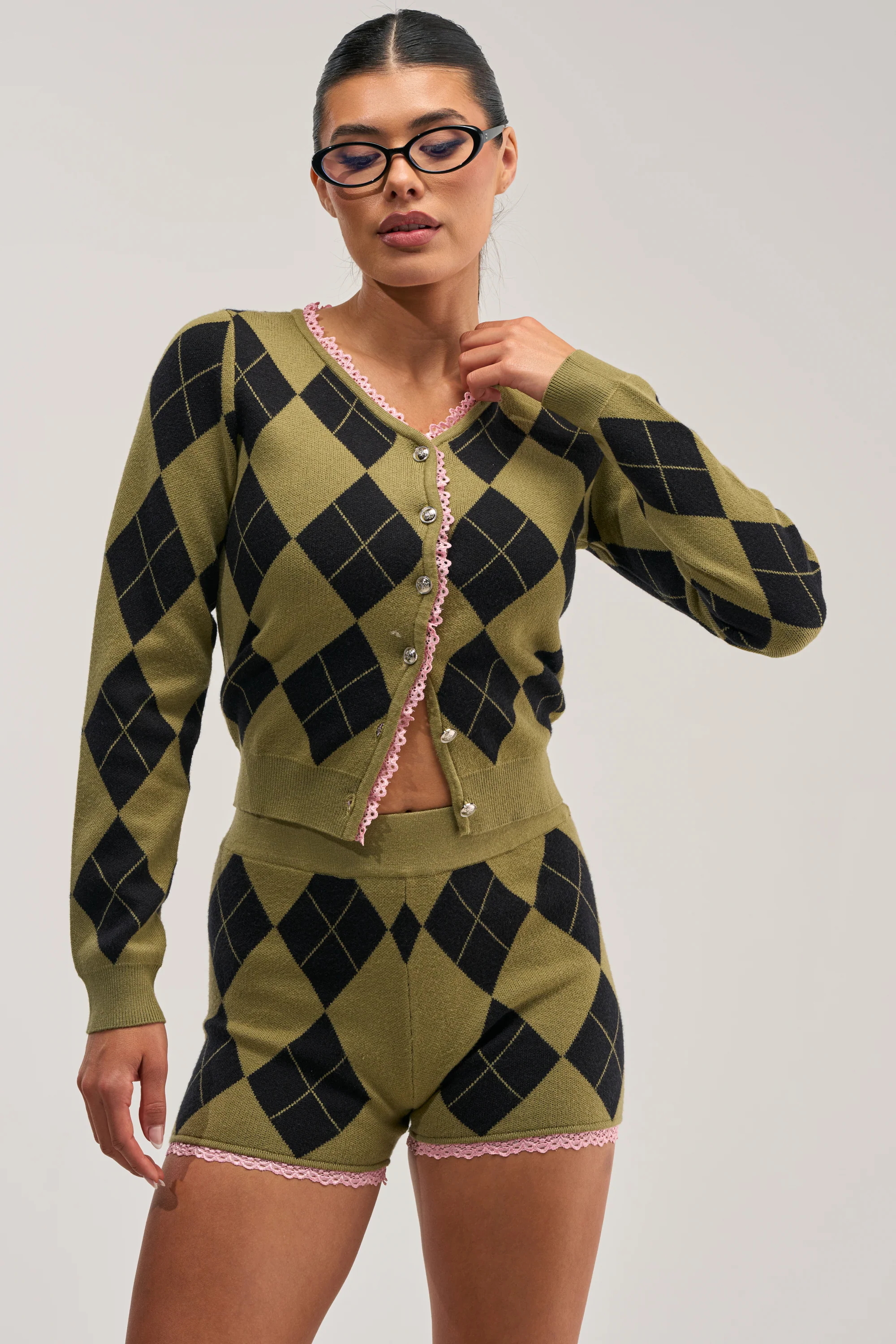 CRAZY FOR YOU ARGYLE CARDIGAN - Akira Store