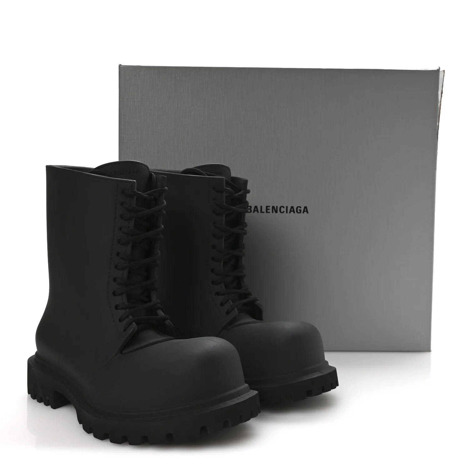 Rubber Mens Steroid Lace Up Boots 41 Black