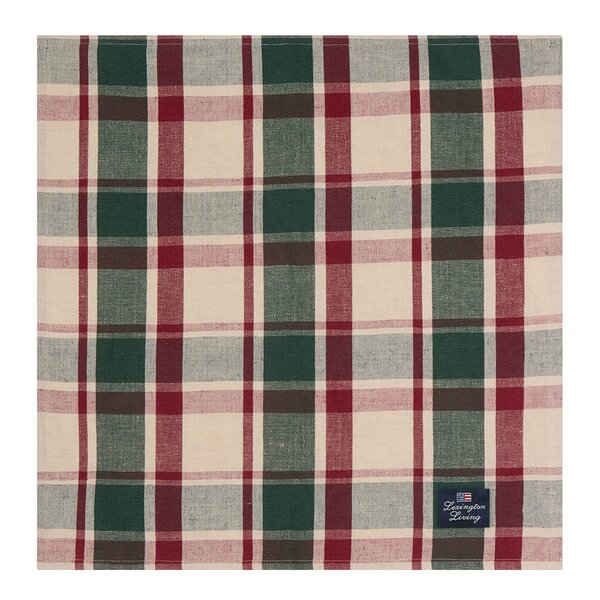 Serviett lin/bomull 50x50 cm rutete grønn/rød/beige