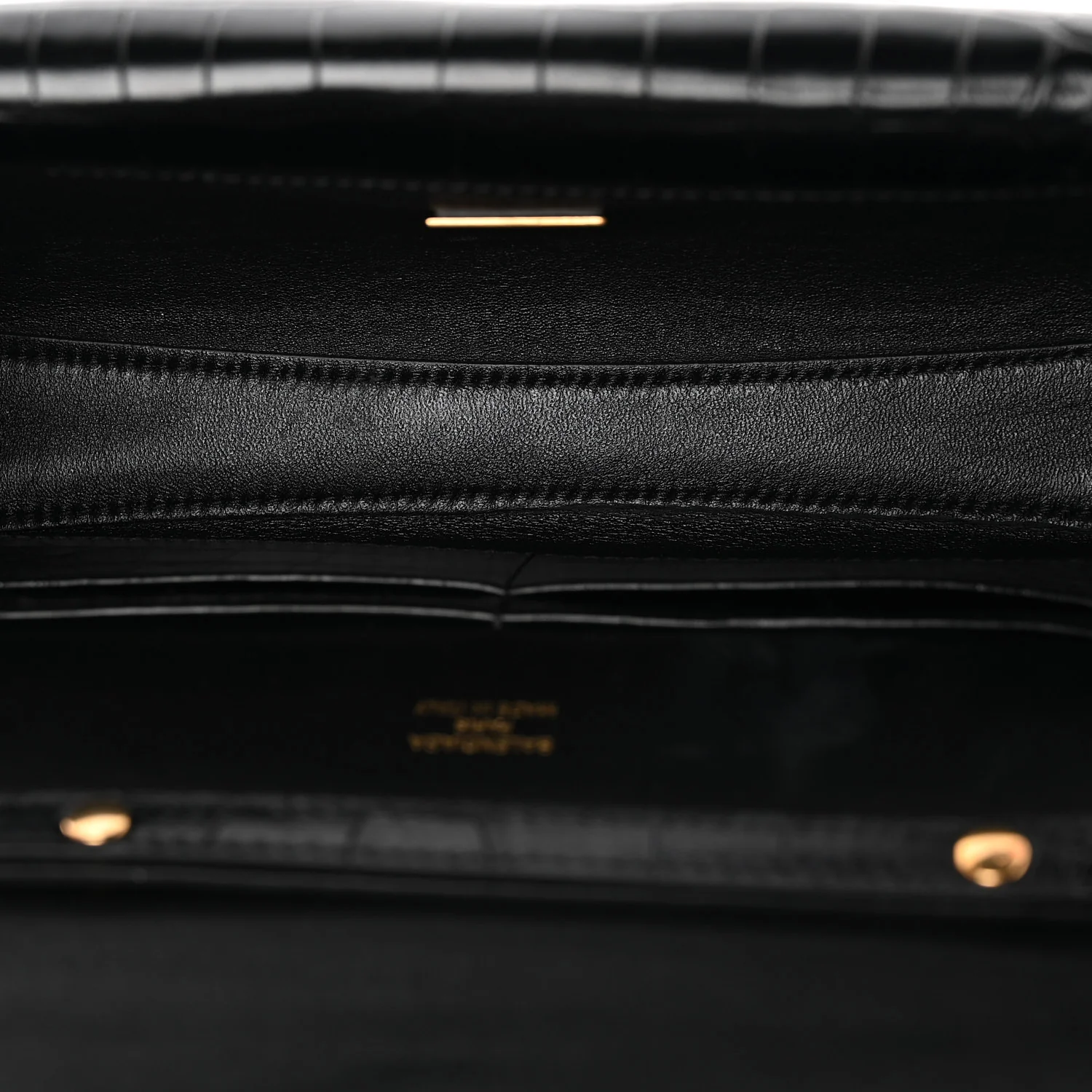 Crocodile Embossed Small Bel Air Clutch On Strap Black