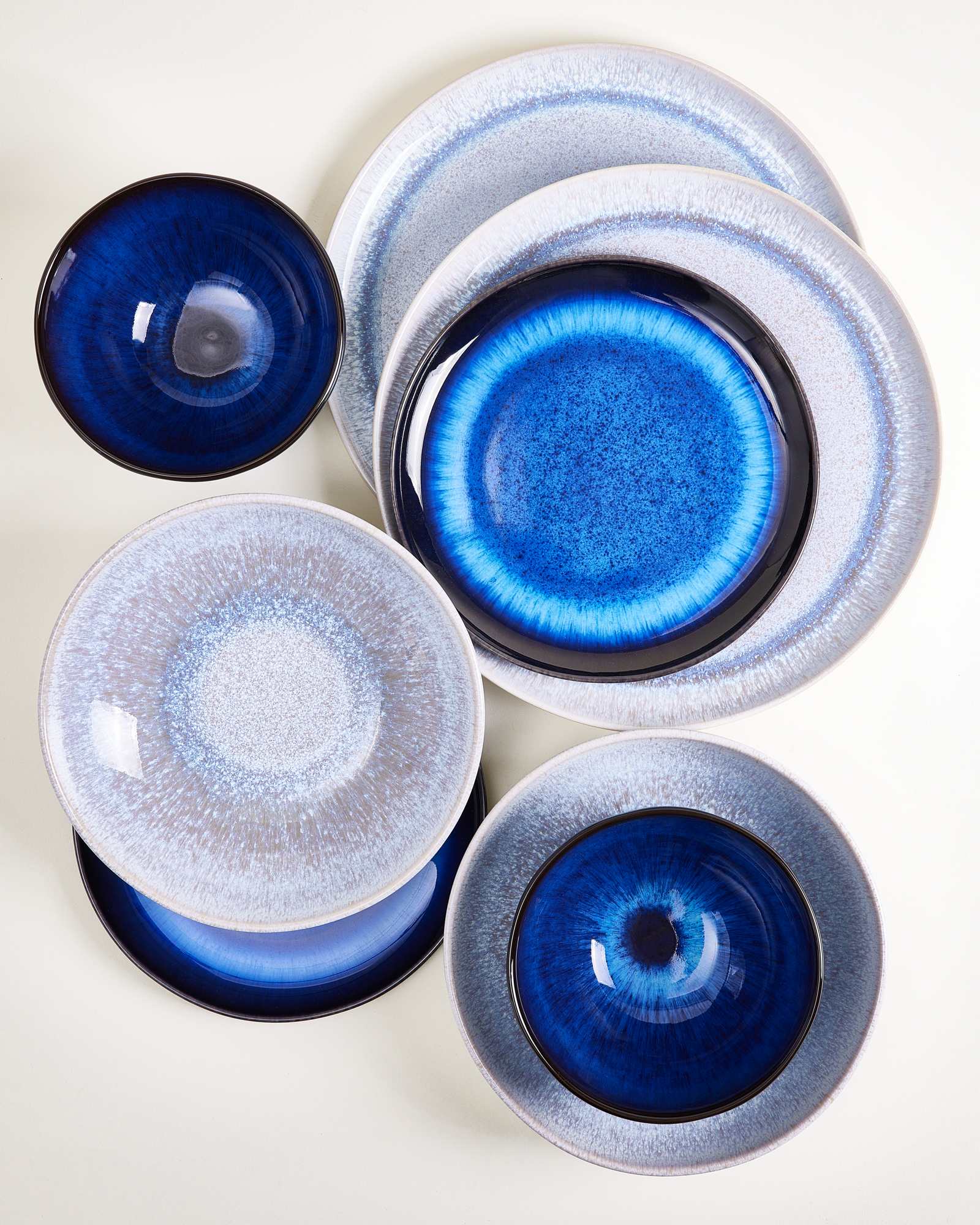 MELIDES - TABLEWARE SET DEEPSEABLUE STONEBLUE 16 PIECES