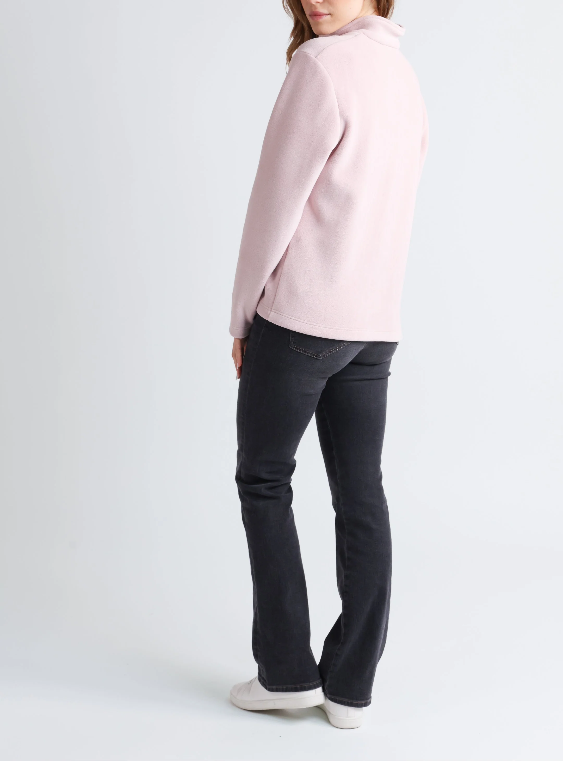 Veste zippée femme rose poudre