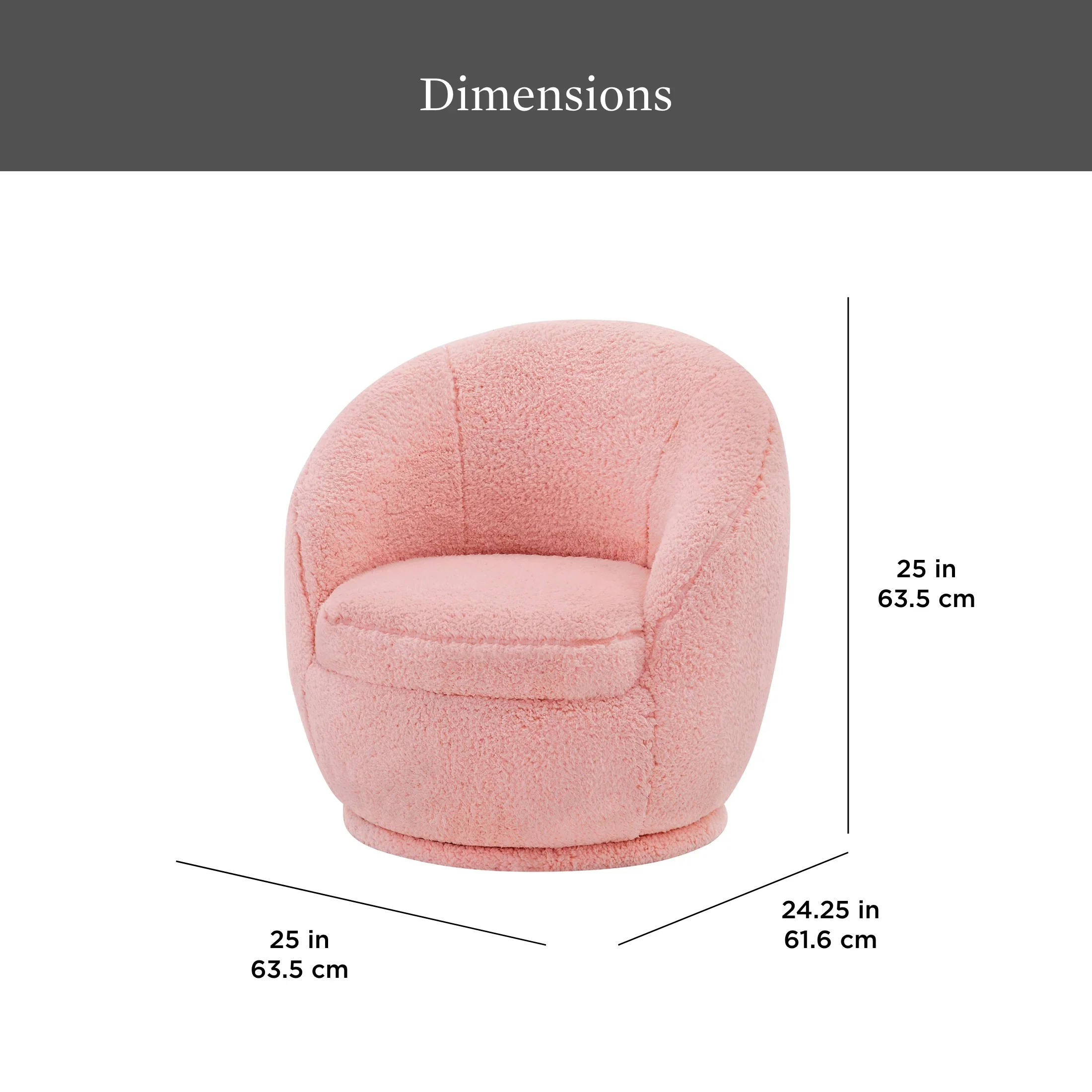Better Homes & Gardens Mira Kids Swivel Chair, Cream Faux Shearling