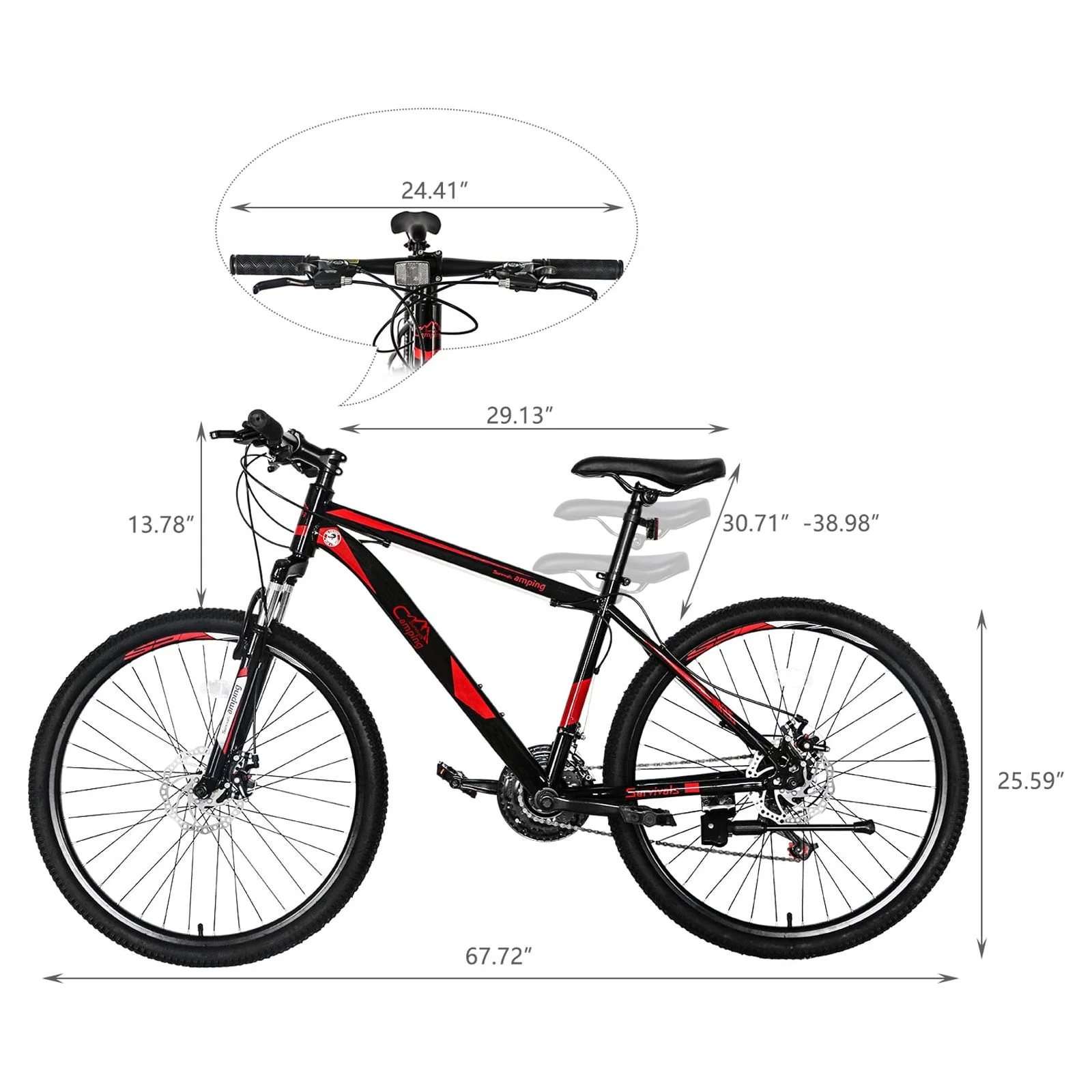26 Inch 21 Speed Explorer Red Black Mountain Bike - Image 2