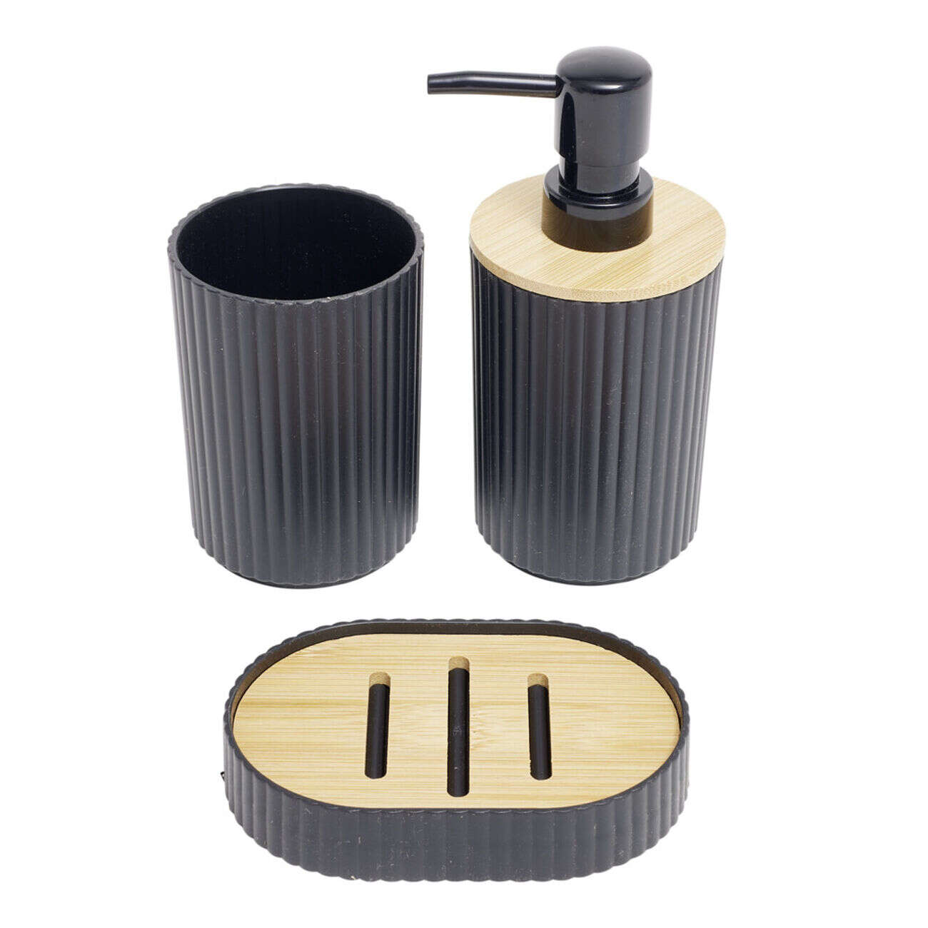 Distributeur savon avec gobelet et porte savon plastique 14x9xH20cm