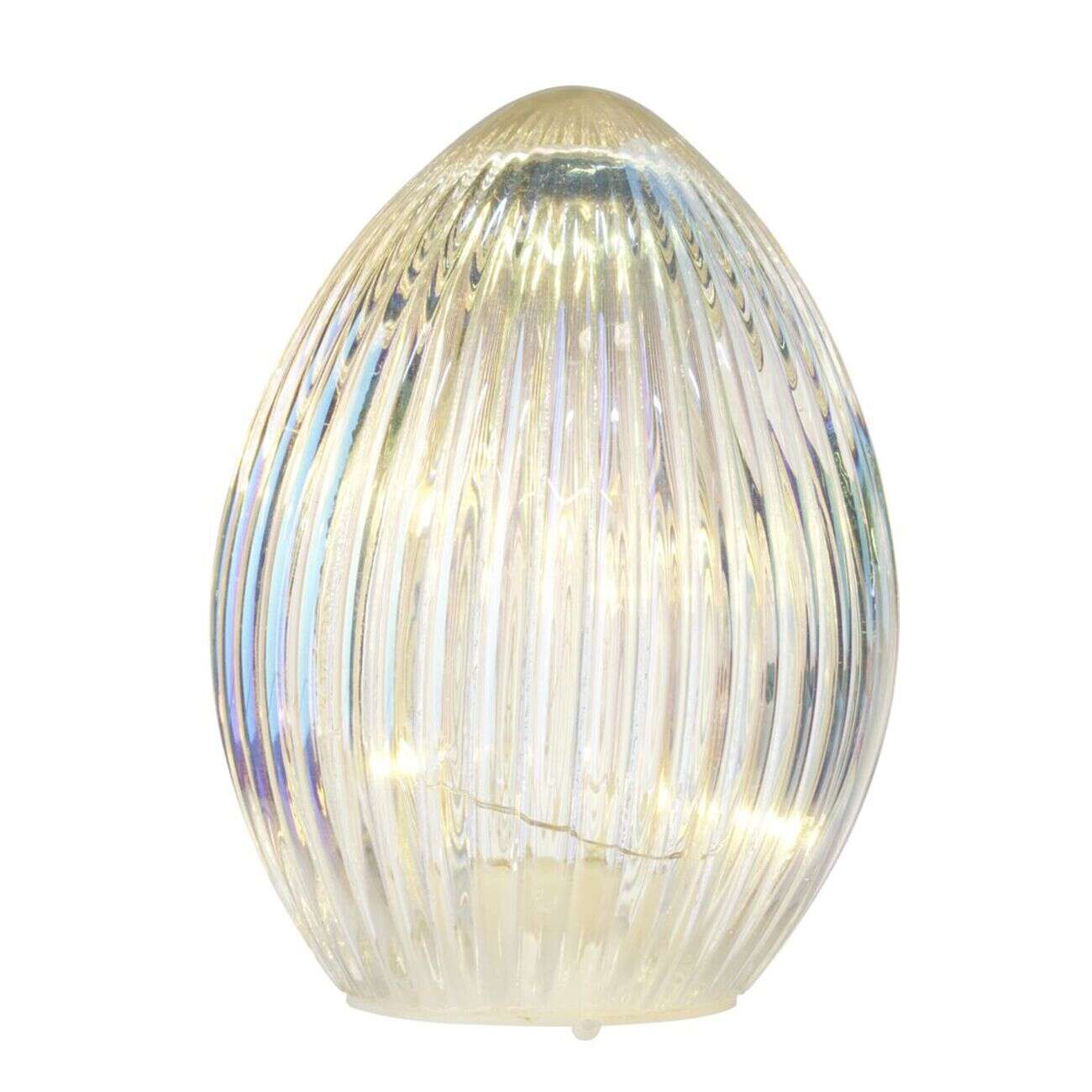 oeuf décoratif lumineux à LED en verre Ø7,5xH10cm (4 modèles)