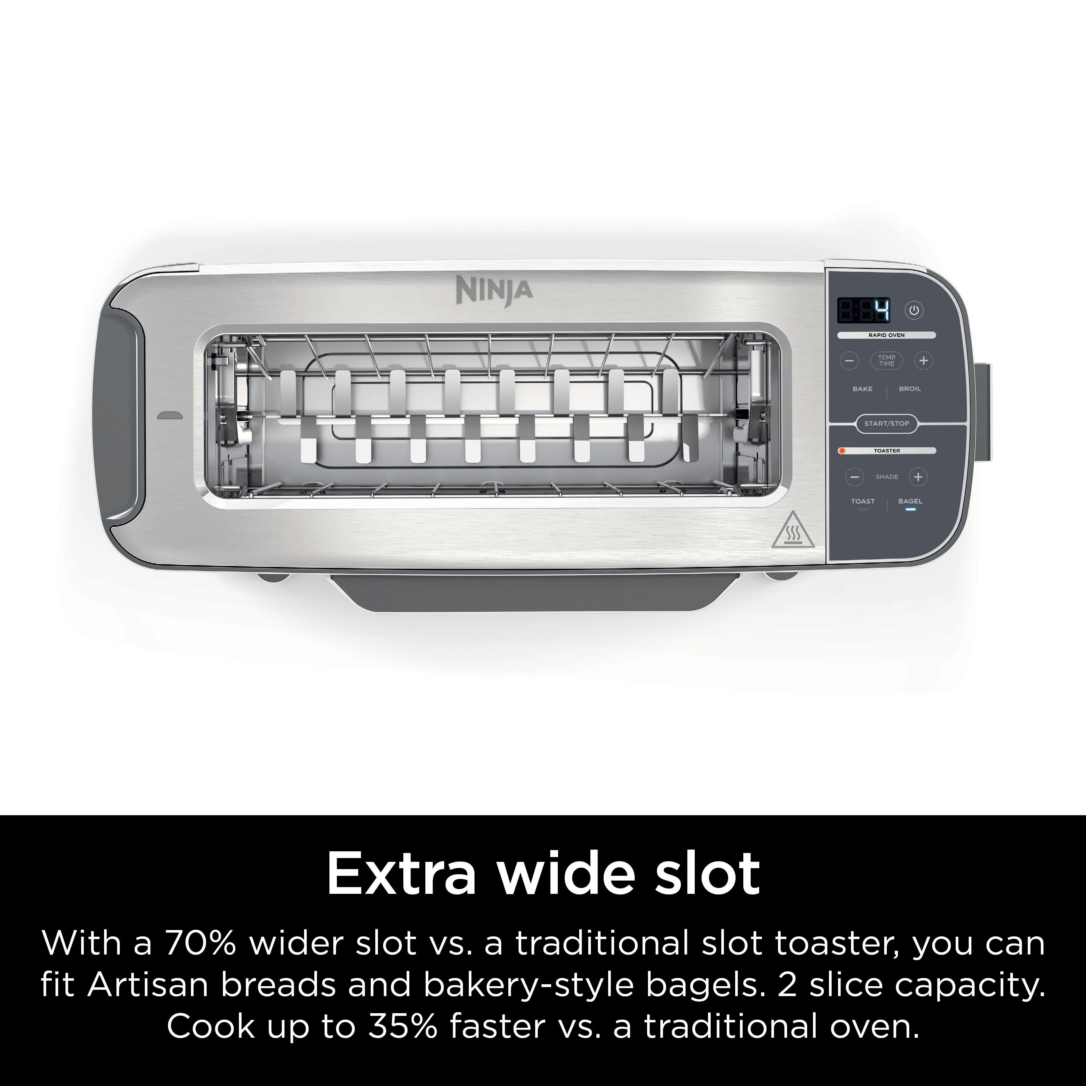 Ninja? Foodi? 2 - in - 1 Flip Toaster, 2 - Slice Toaster, Compact Toaster Oven, Snack Maker, 1500 Watts, ST100