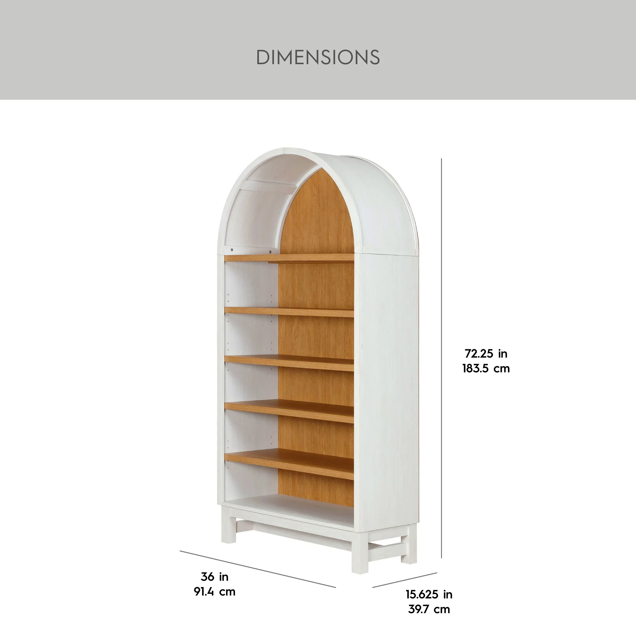 Better Homes & Gardens Juliet Open Arch Bookcase, Rich Black and Light Honey