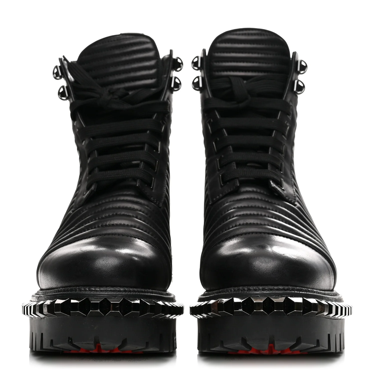 Calfskin Quilted Yetota Combat Boots 37 Black