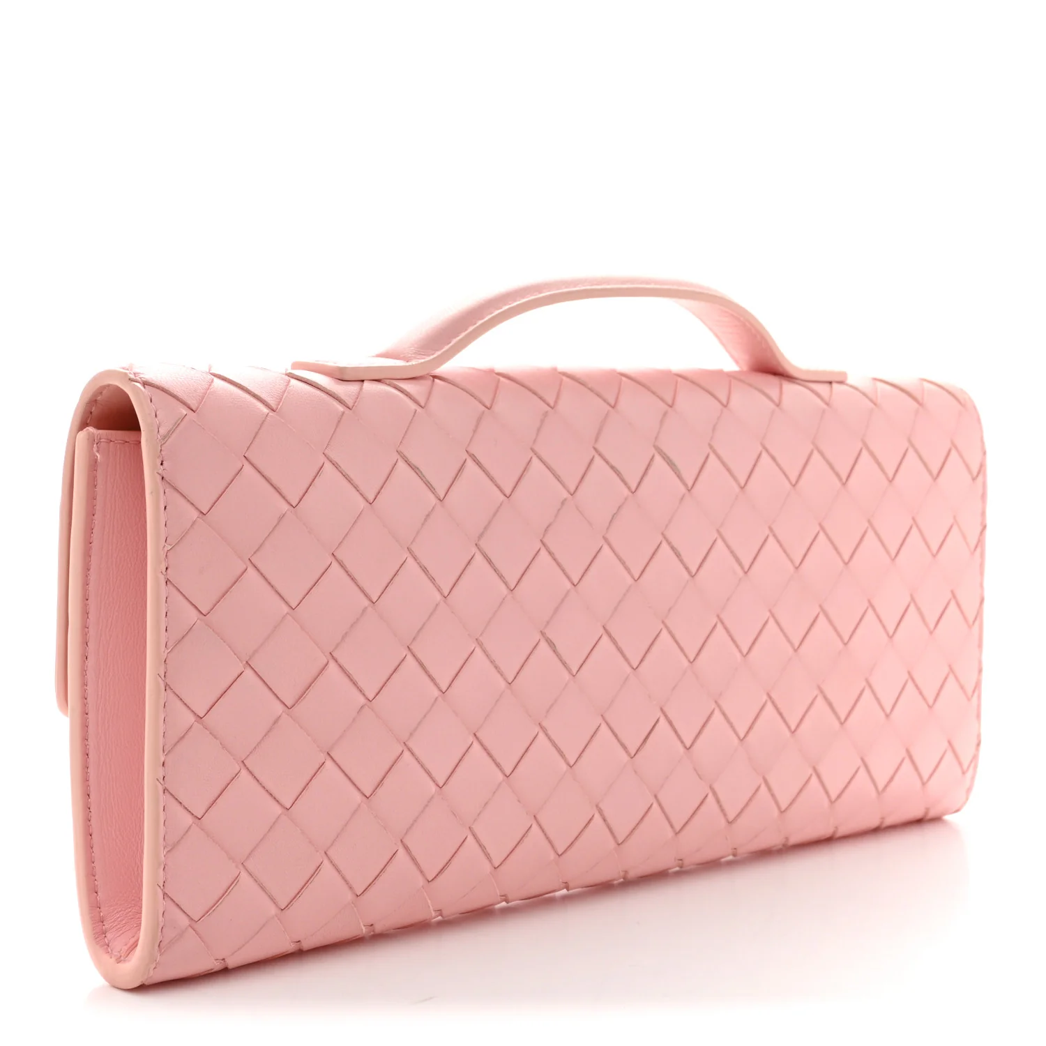 Nappa Intrecciato Long Andiamo Top Handle Clutch Rose