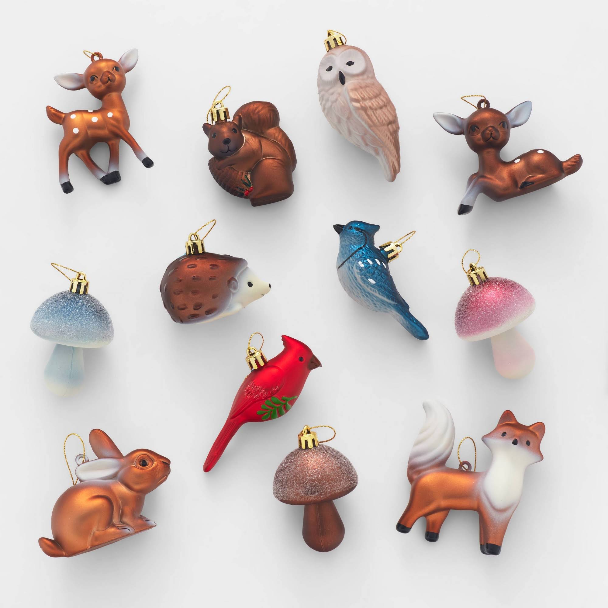 Woodland Animals Christmas Tree Ornament Set 12pc - Wondershop