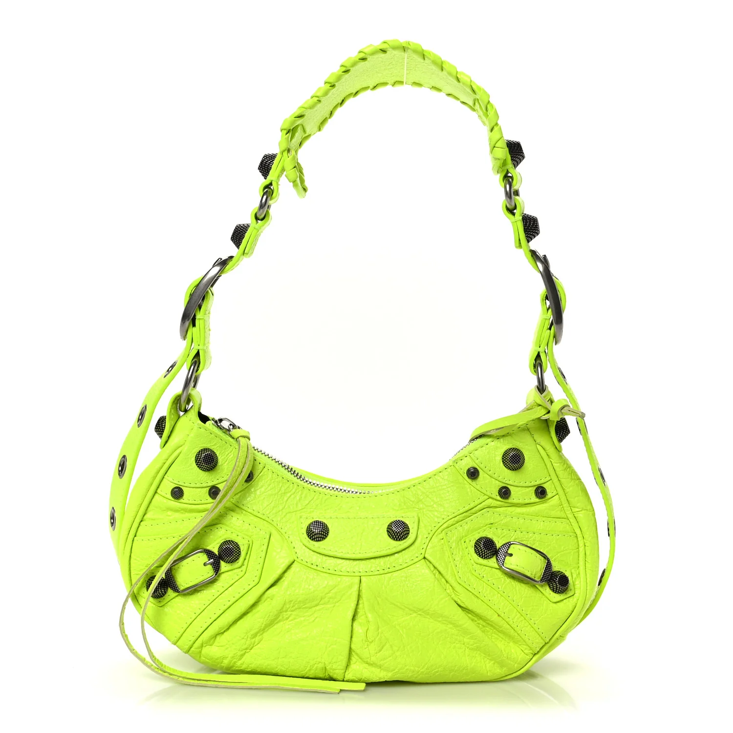 Agneau Arena Le Cagole Shoulder Bag XS Fluo Yellow