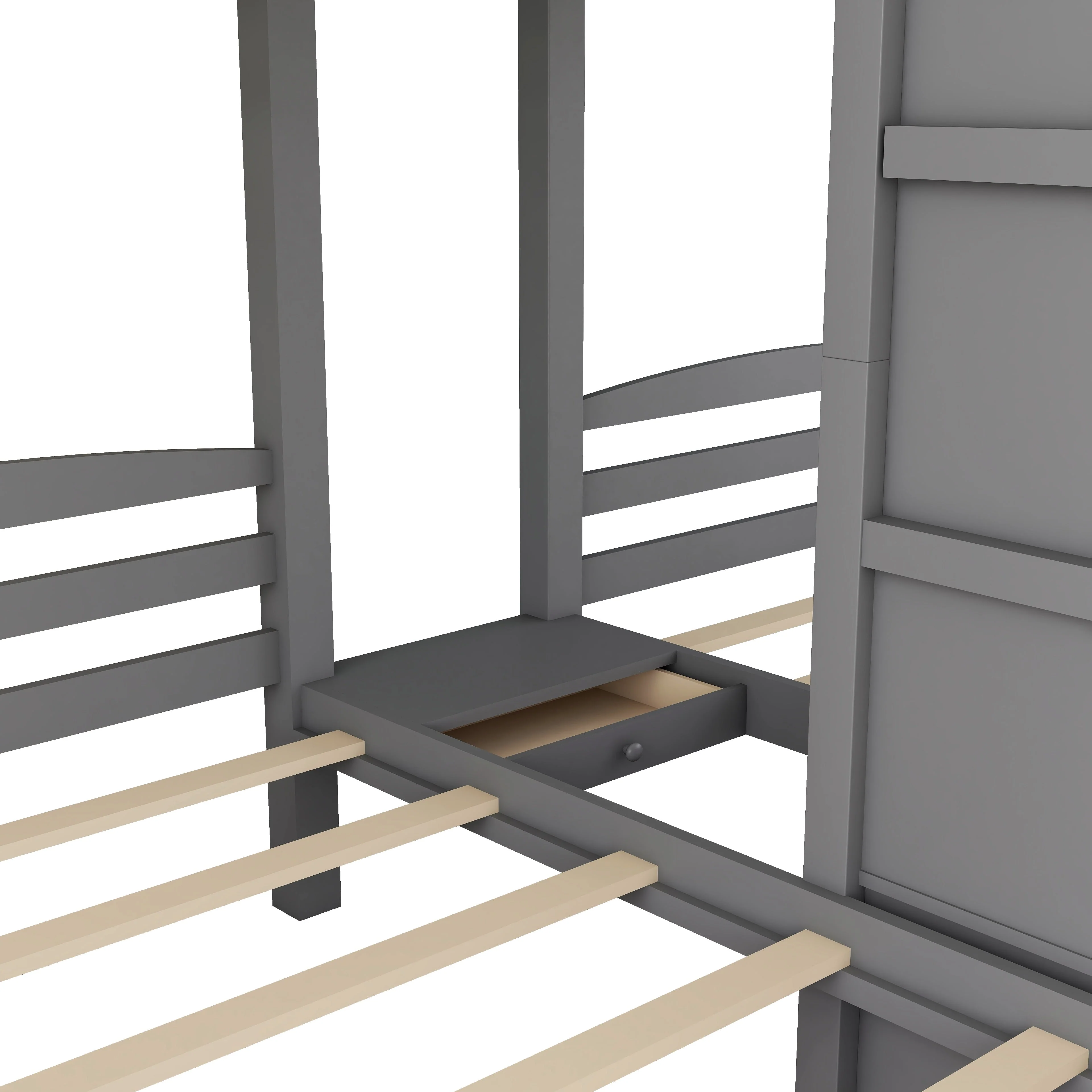 Twin over Twin Twin Bunk Bed with Staircase and Drawers for Kids Bedroom, 3 in 1 Bunk for More Kids, Storage Staircase, Gray Image 10